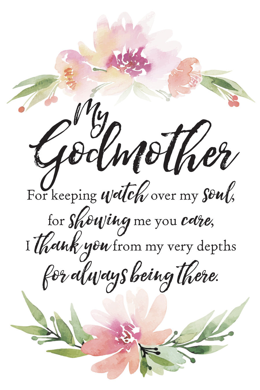 My Godmother 6x9 MDF Plaque with Inspirational Verse and Pastel Full-Color Design from the Woodland Grace Collection