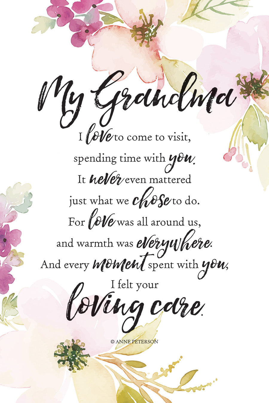 My Grandma 6x9 MDF Plaque with Inspirational Verse and Pastel Full-Color Design from the Woodland Grace Collection