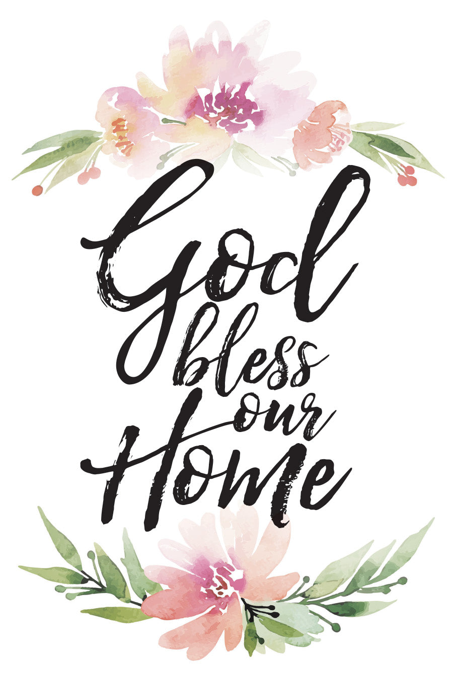 God Bless Our Home 6x9 MDF Plaque with Inspirational Verse and Pastel Full-Color Design from the Woodland Grace Collection
