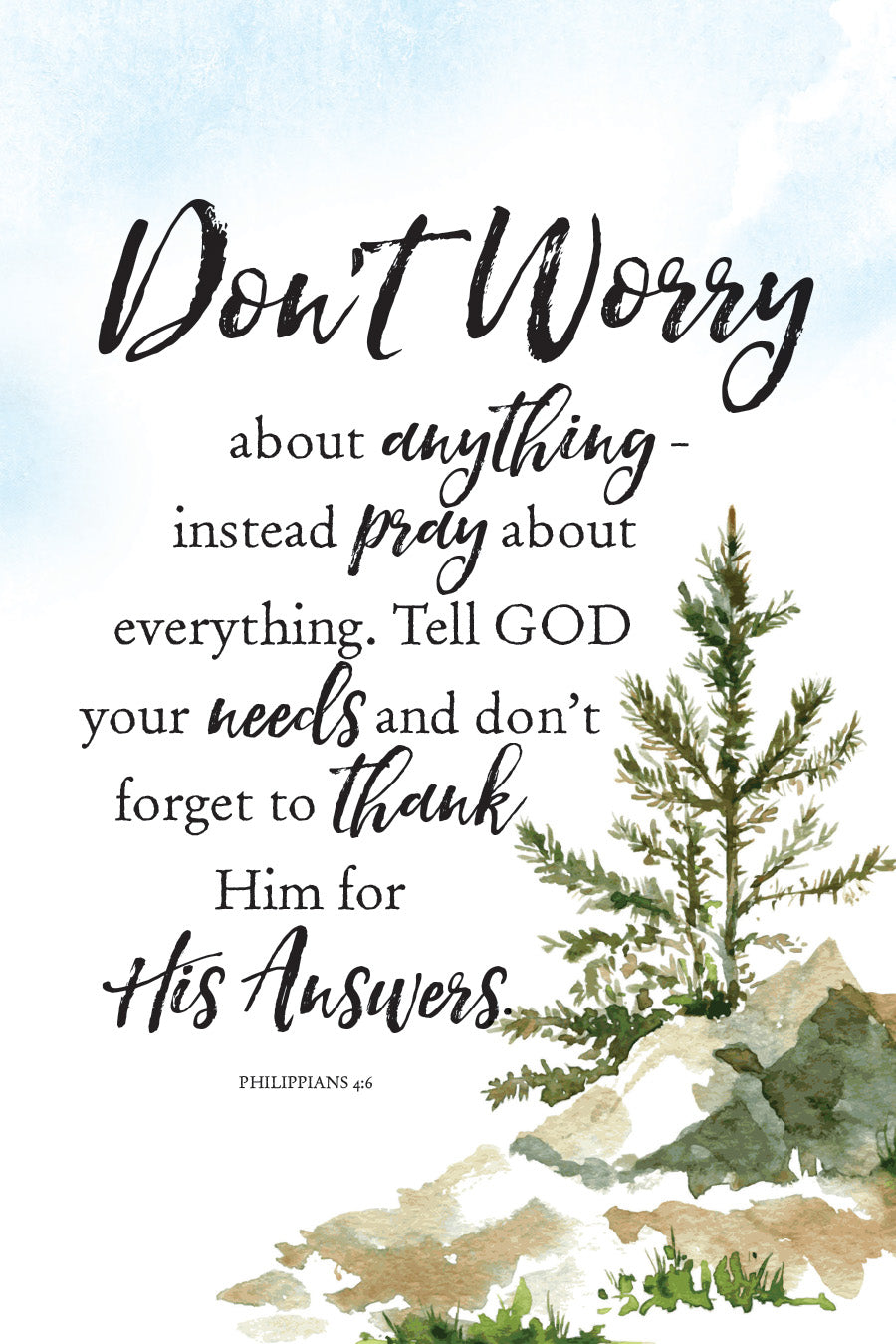 Don’t Worry 6x9 MDF Plaque with Inspirational Verse and Pastel Full-Color Design from the Woodland Grace Collection