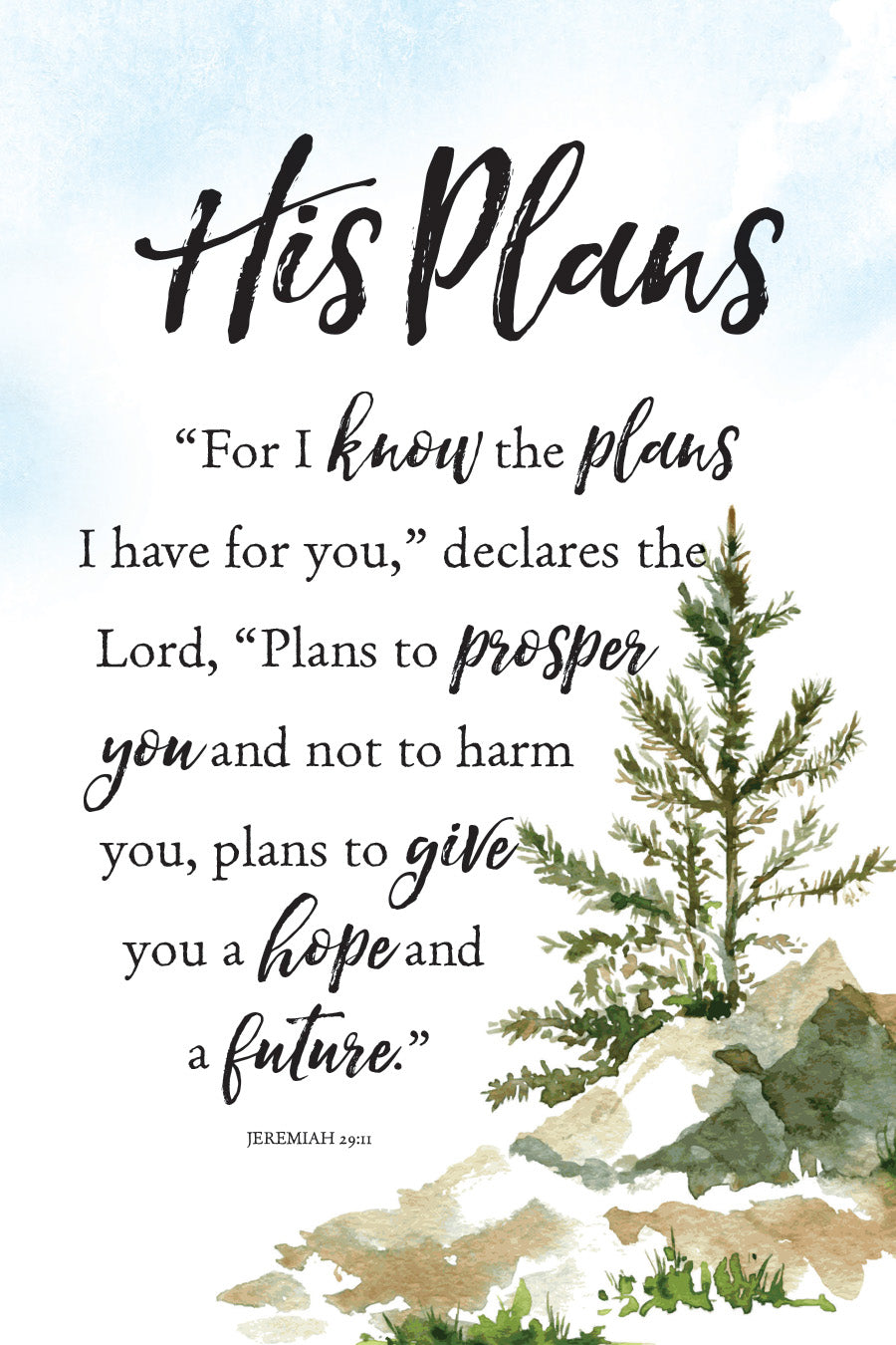 His Plans 6x9 MDF Plaque with Inspirational Verse and Pastel Full-Color Design from the Woodland Grace Collection
