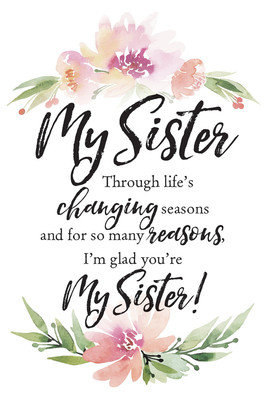 Rules for a My Sister 6x9 MDF Plaque with Inspirational Verse and Pastel Full-Color Design from the Woodland Grace Collection