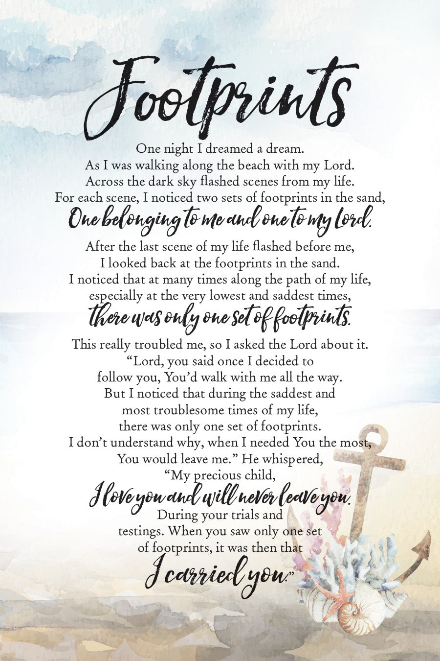 Footprints 6x9 MDF Plaque with Inspirational Verse and Pastel Full-Color Design from the Woodland Grace Collection