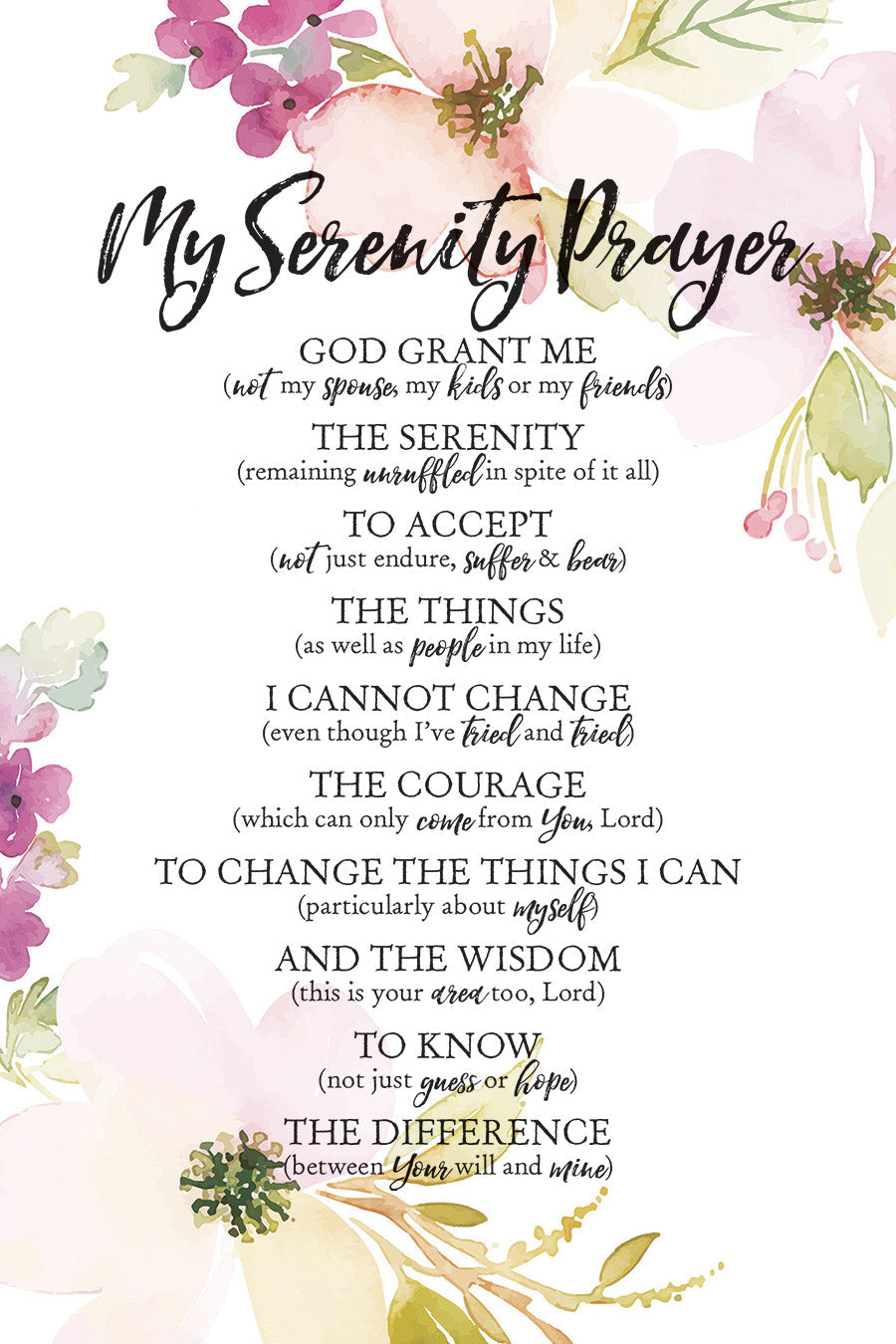 My Serenity Prayer 6x9 MDF Plaque with Inspirational Verse and Pastel Full-Color Design from the Woodland Grace Collection