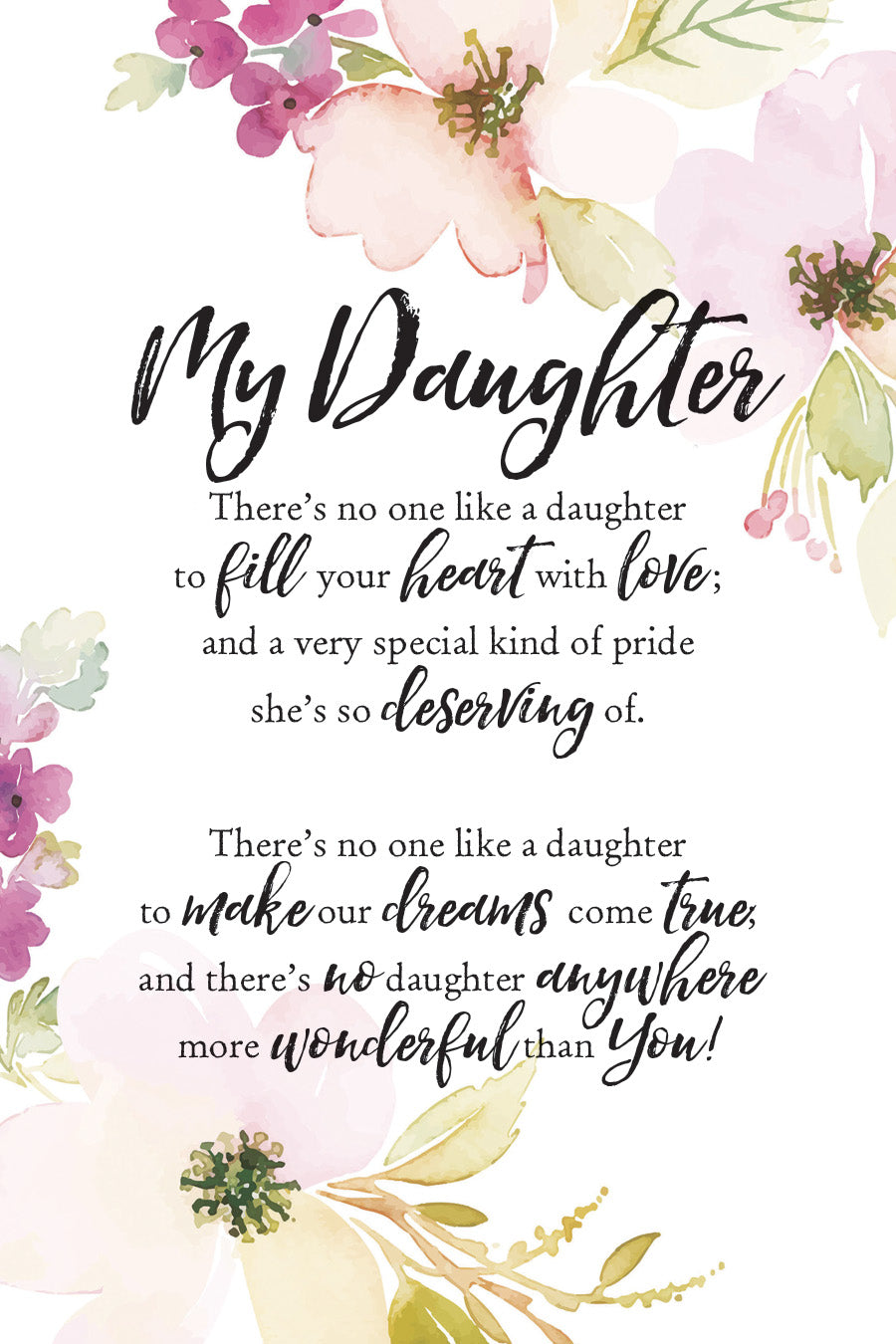 Daughter 6x9 MDF Plaque with Inspirational Verse and Pastel Full-Color Design from the Woodland Grace Collection