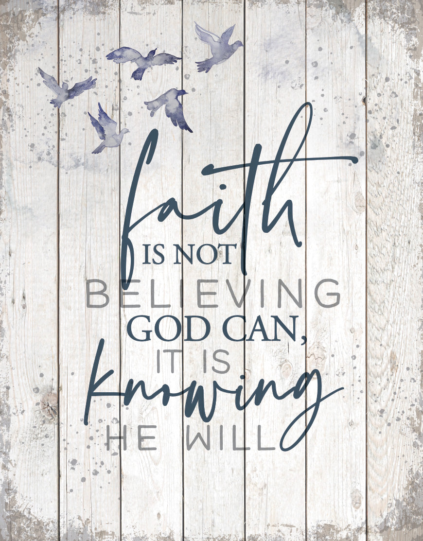 Faith 11x15 MDF Statement Board has an inspiring sentiment and a reclaimed wood look in farmhouse style.