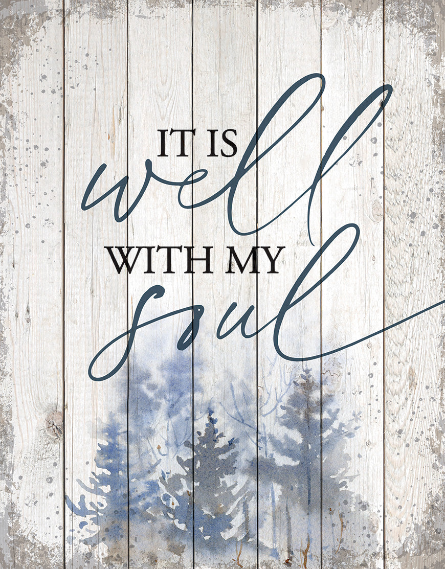 It Is Well 11x15 MDF Statement Board has an inspiring sentiment and a reclaimed wood look in farmhouse style.