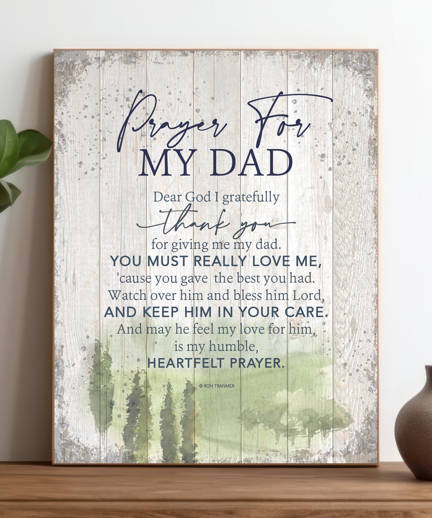 Prayer for My Dad 11x15 MDF Statement Board has an inspiring sentiment and a reclaimed wood look in farmhouse style.