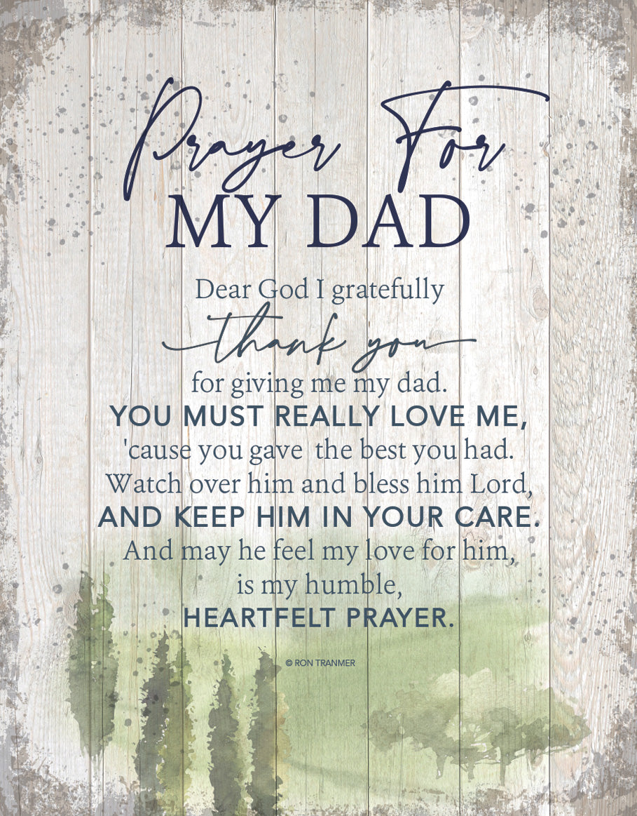 Prayer for My Dad 11x15 MDF Statement Board has an inspiring sentiment and a reclaimed wood look in farmhouse style.