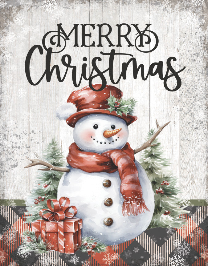 Merry Christmas 11x15 MDF Statement Board with festive full-color design and modern farmhouse style, perfect for holiday décor.