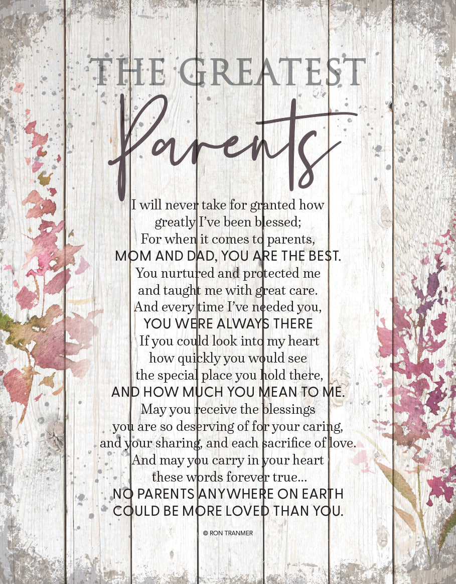 Greatest Parents 11x15 MDF Statement Board has an inspiring sentiment and a reclaimed wood look in farmhouse style.