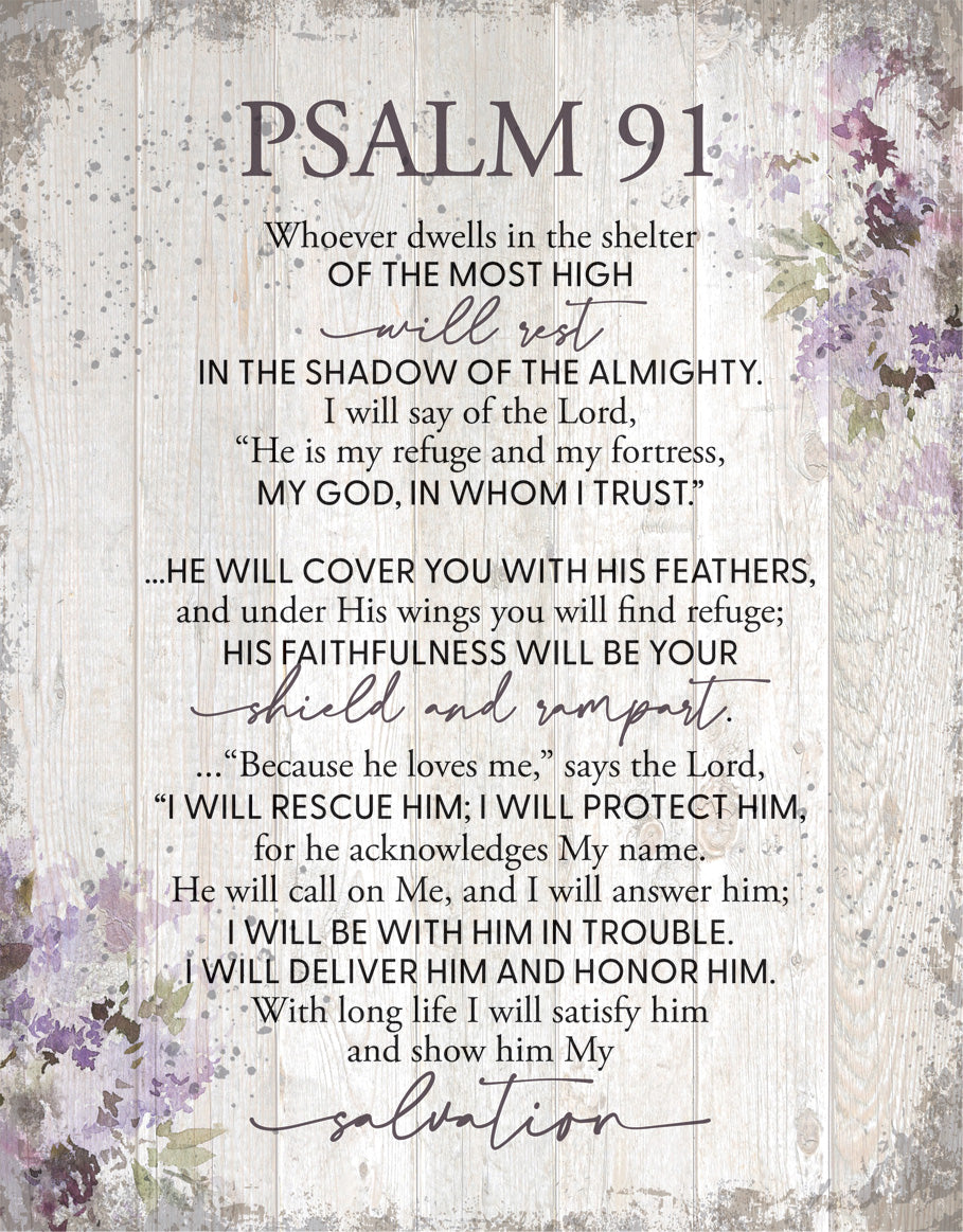 Psalm 91 11x15 MDF Statement Board has an inspiring sentiment and a reclaimed wood look in farmhouse style.