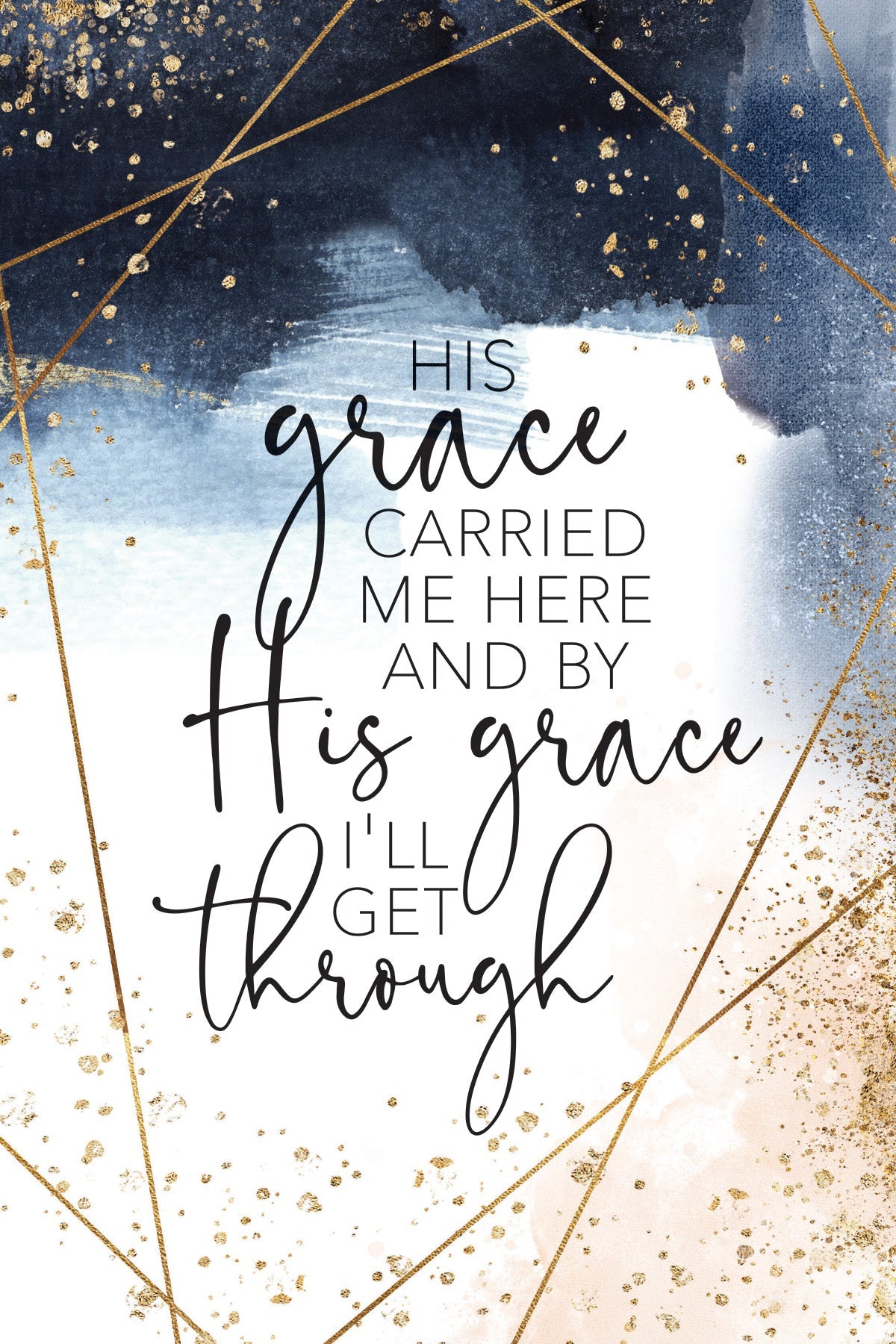 His Grace 6x9 MDF Plaque with neutral tones, watercolor design, and inspirational verse