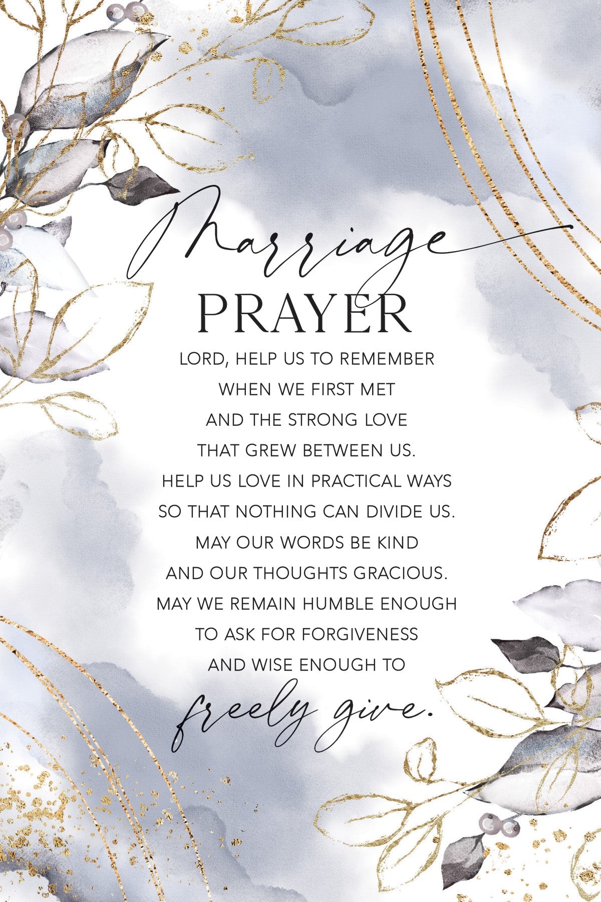 Marriage Prayer 6x9 MDF Plaque with neutral tones, watercolor design, and inspirational verse