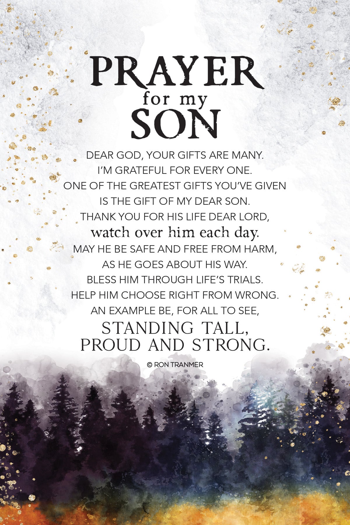 Prayer for My Son 6x9 MDF Plaque with neutral tones, watercolor design, and inspirational verse