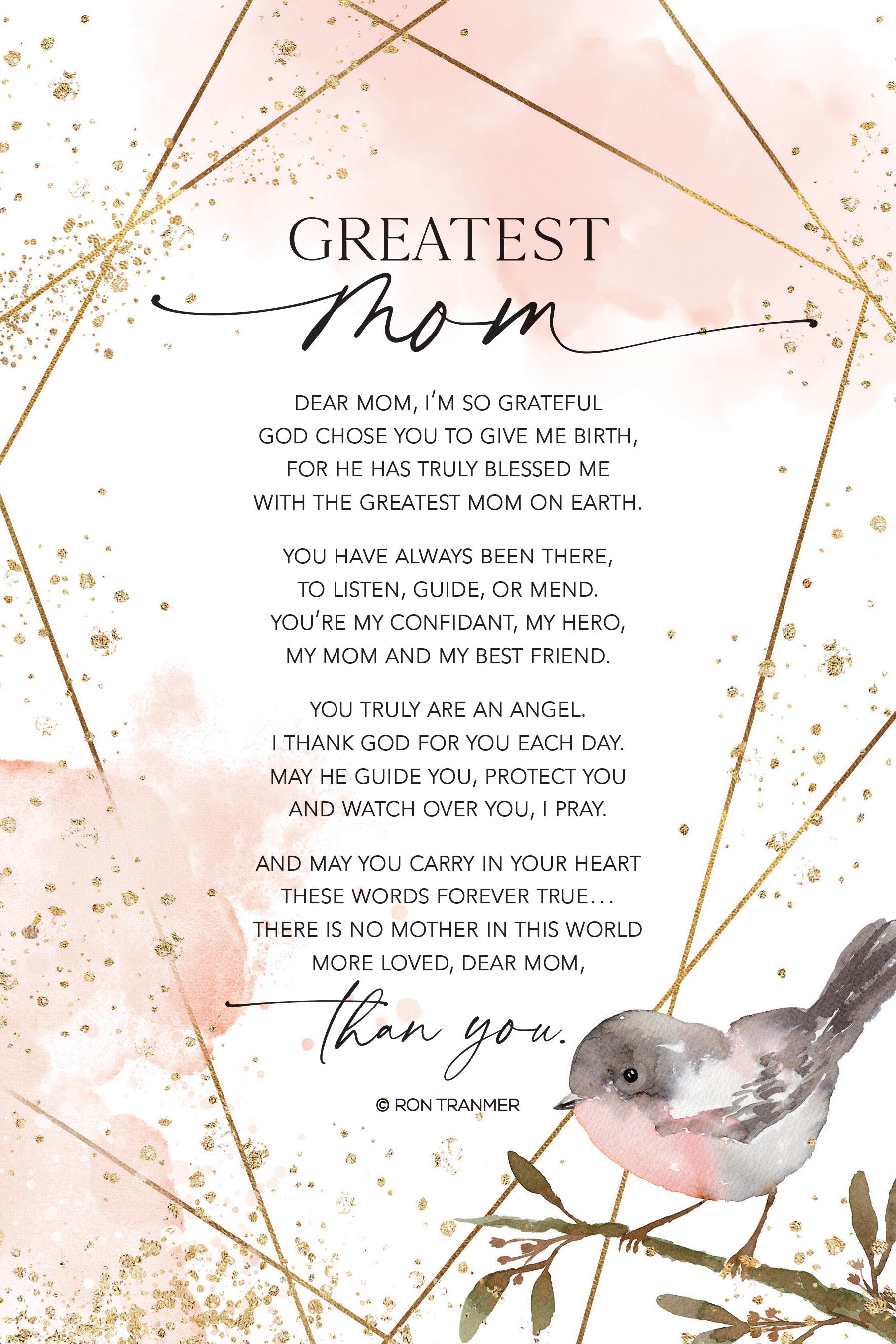 Greatest Mom 6x9 MDF Plaque with neutral tones, watercolor design, and inspirational verse