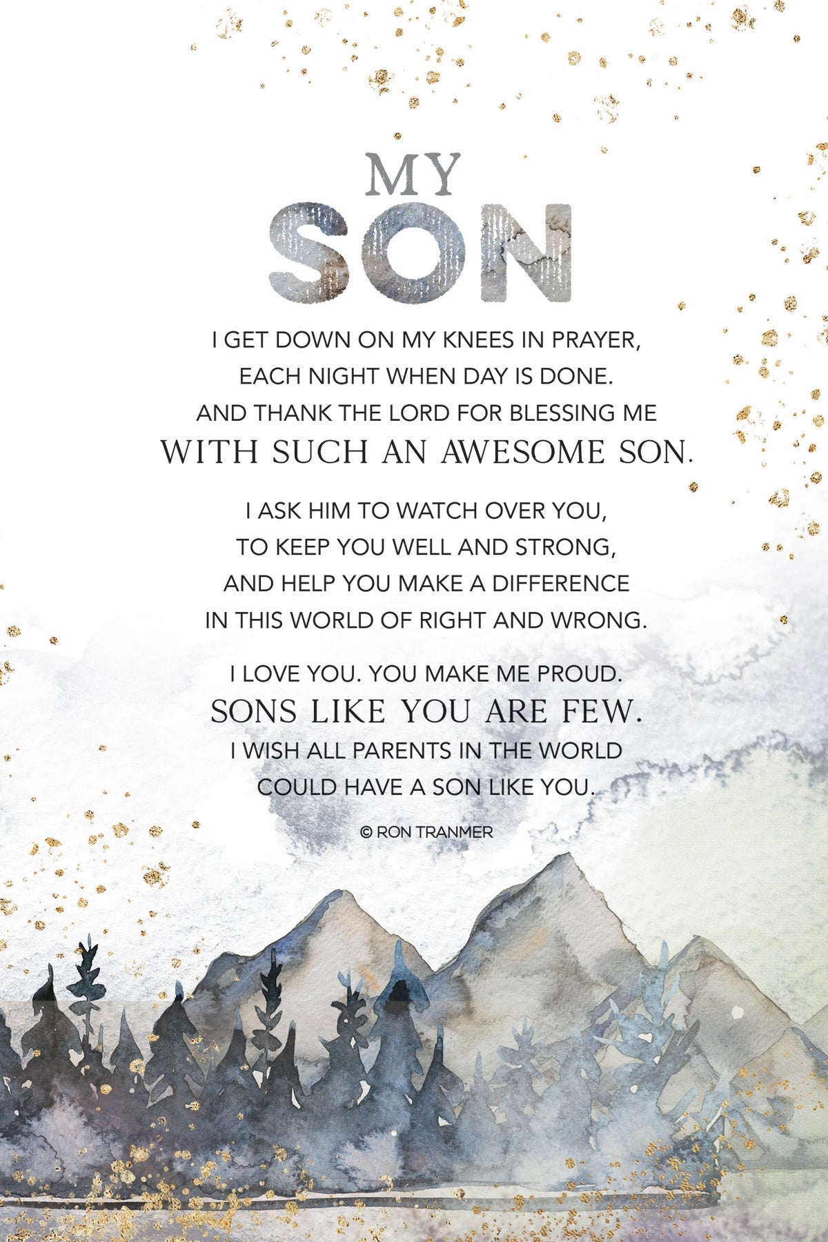 My Son 6x9 MDF Plaque with neutral tones, watercolor design, and inspirational verse