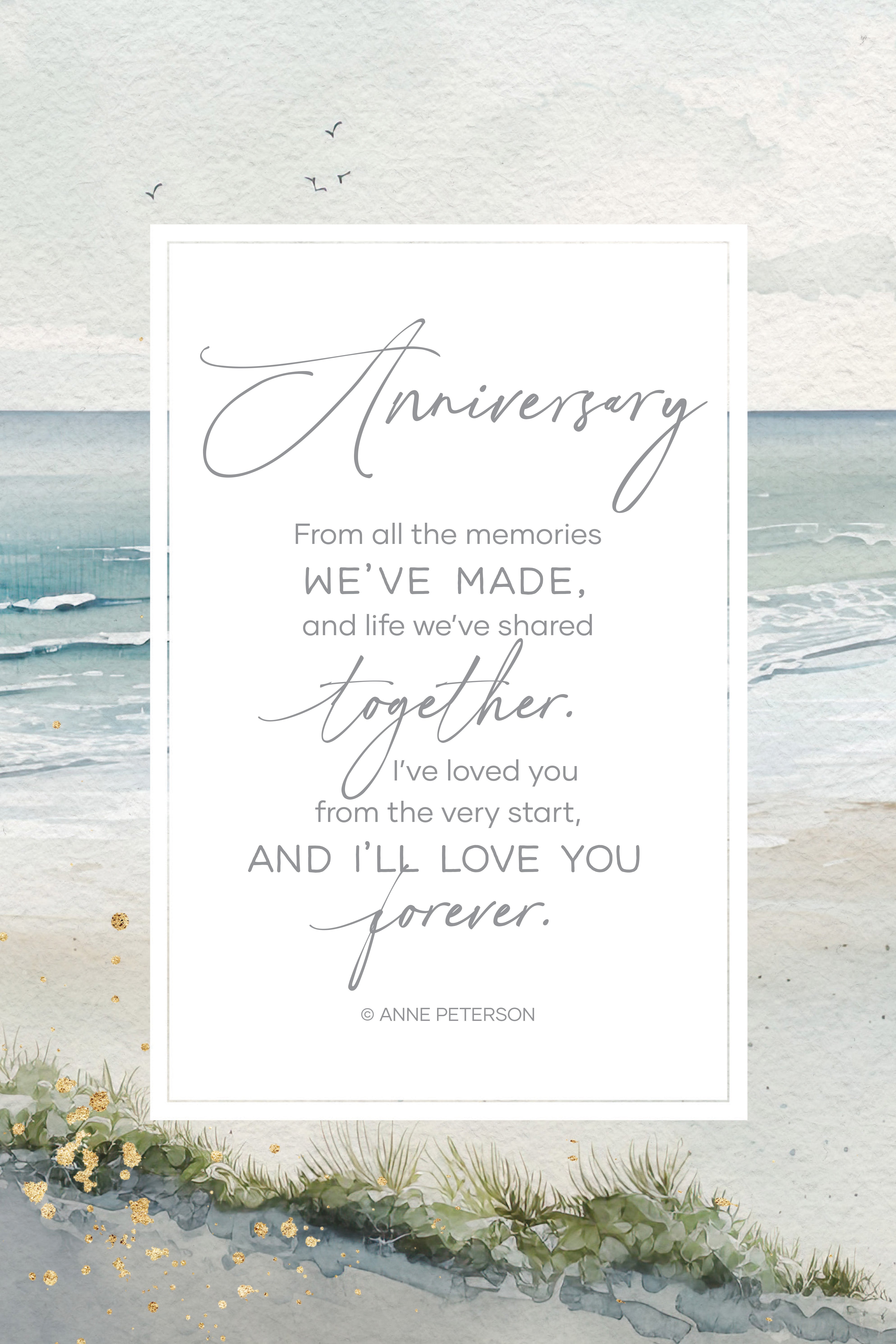 Anniversary 6x9 MDF Plaque with modern design, silver edge, and inspirational verse