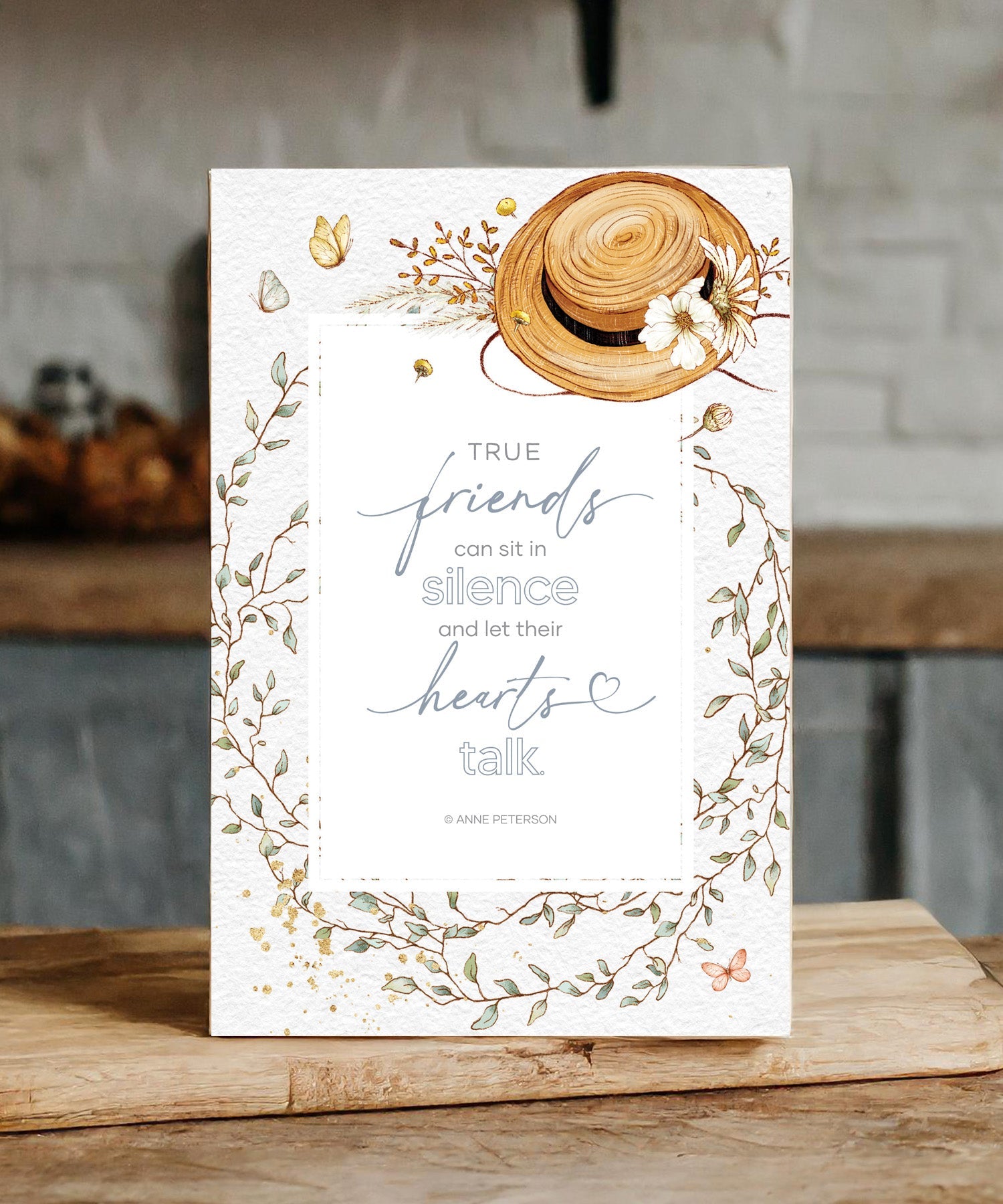 True Friends 6x9 MDF Plaque with modern design, silver edge, and inspirational verse