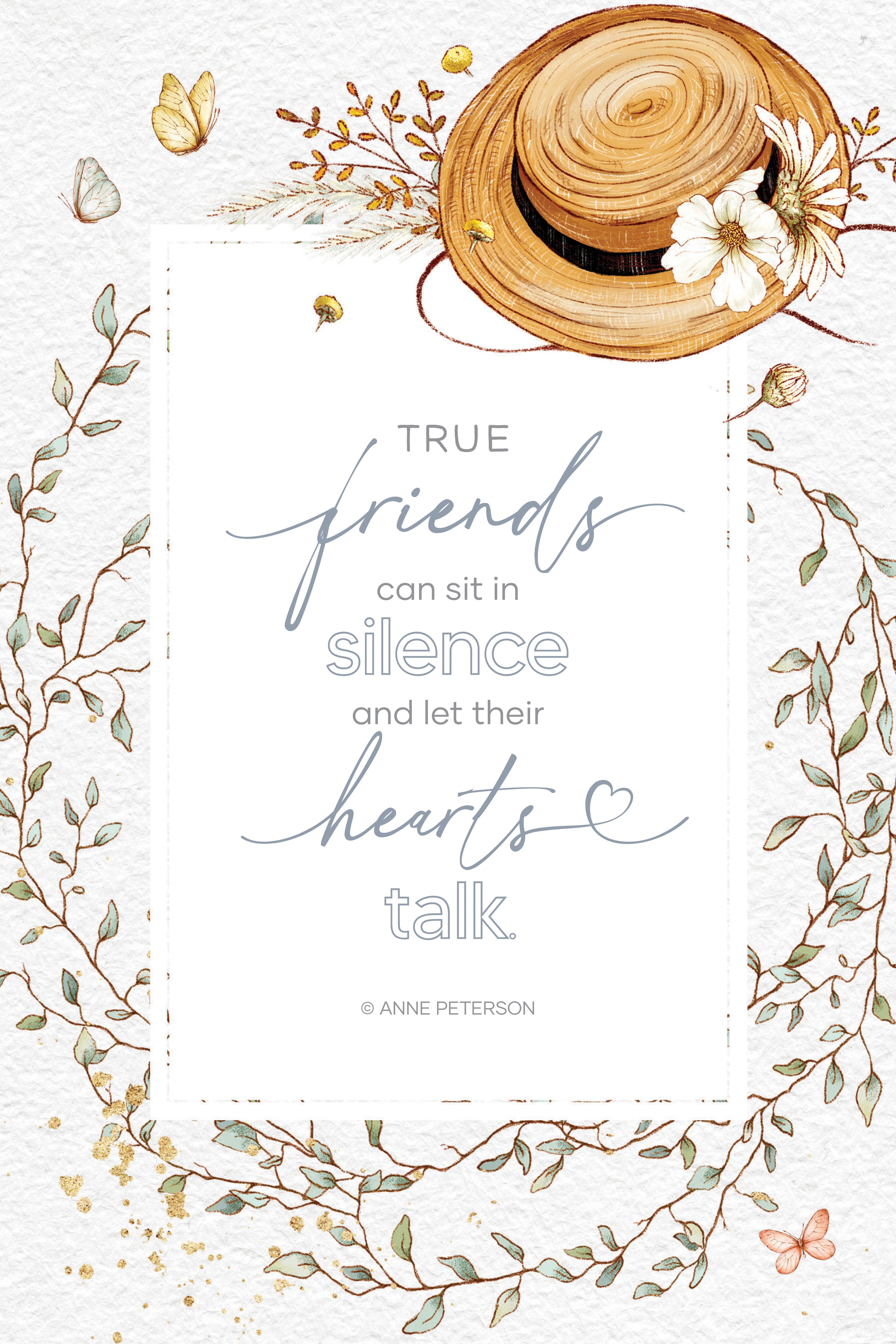 True Friends 6x9 MDF Plaque with modern design, silver edge, and inspirational verse