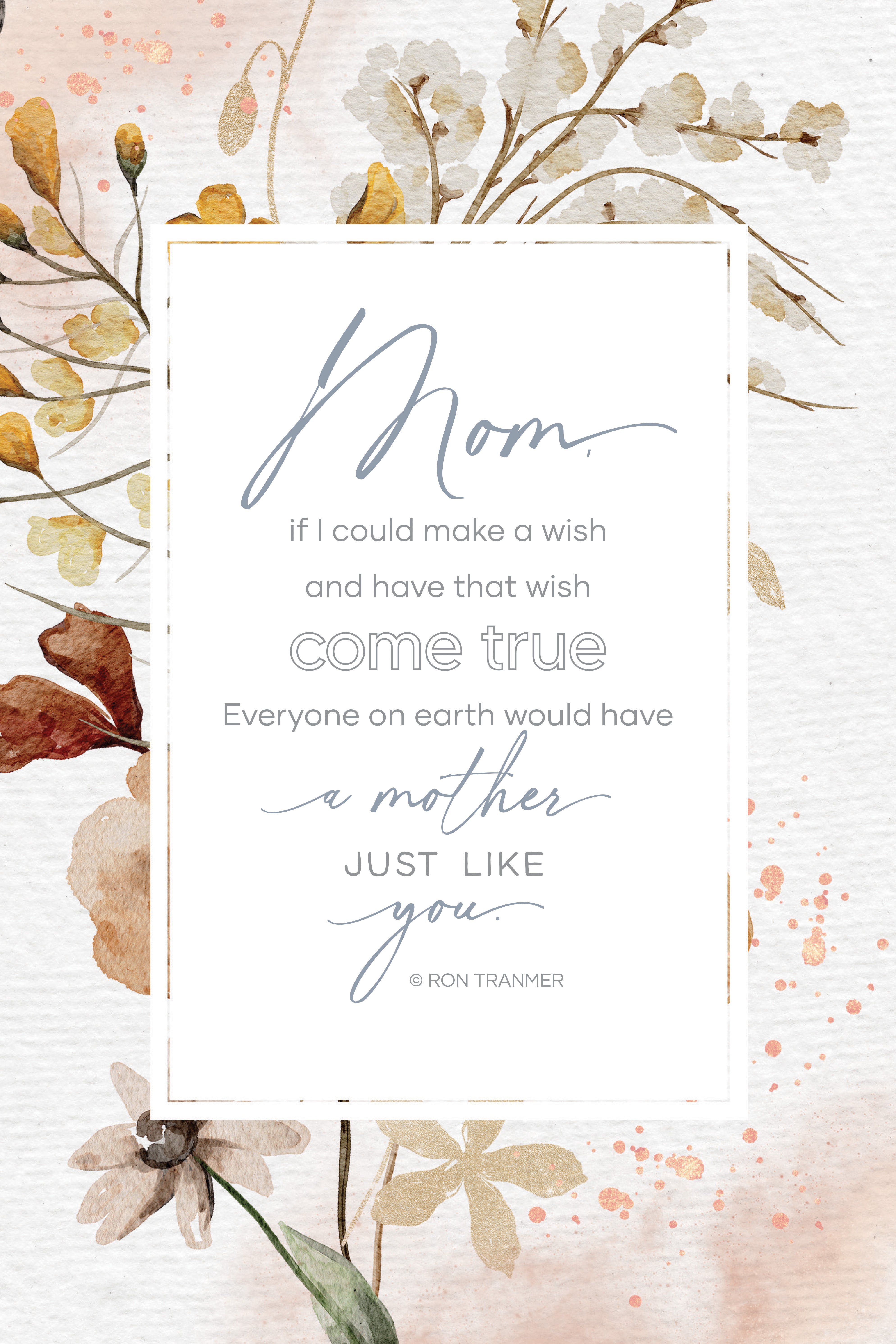 Mom If I Could Make A Wish 6x9 MDF Plaque with modern design, silver edge, and inspirational verse
