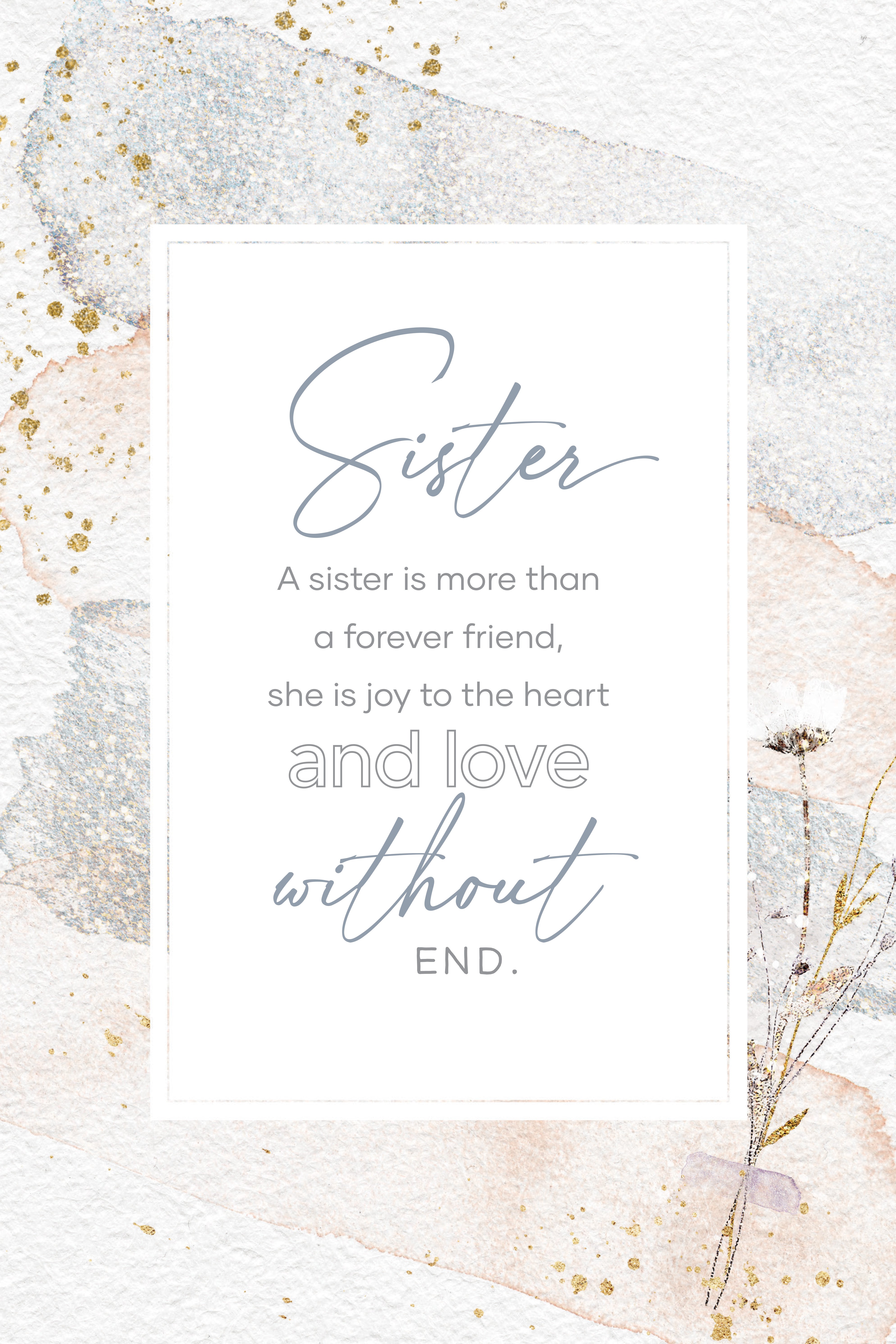 Sister 6x9 MDF Plaque with modern design, silver edge, and inspirational verse