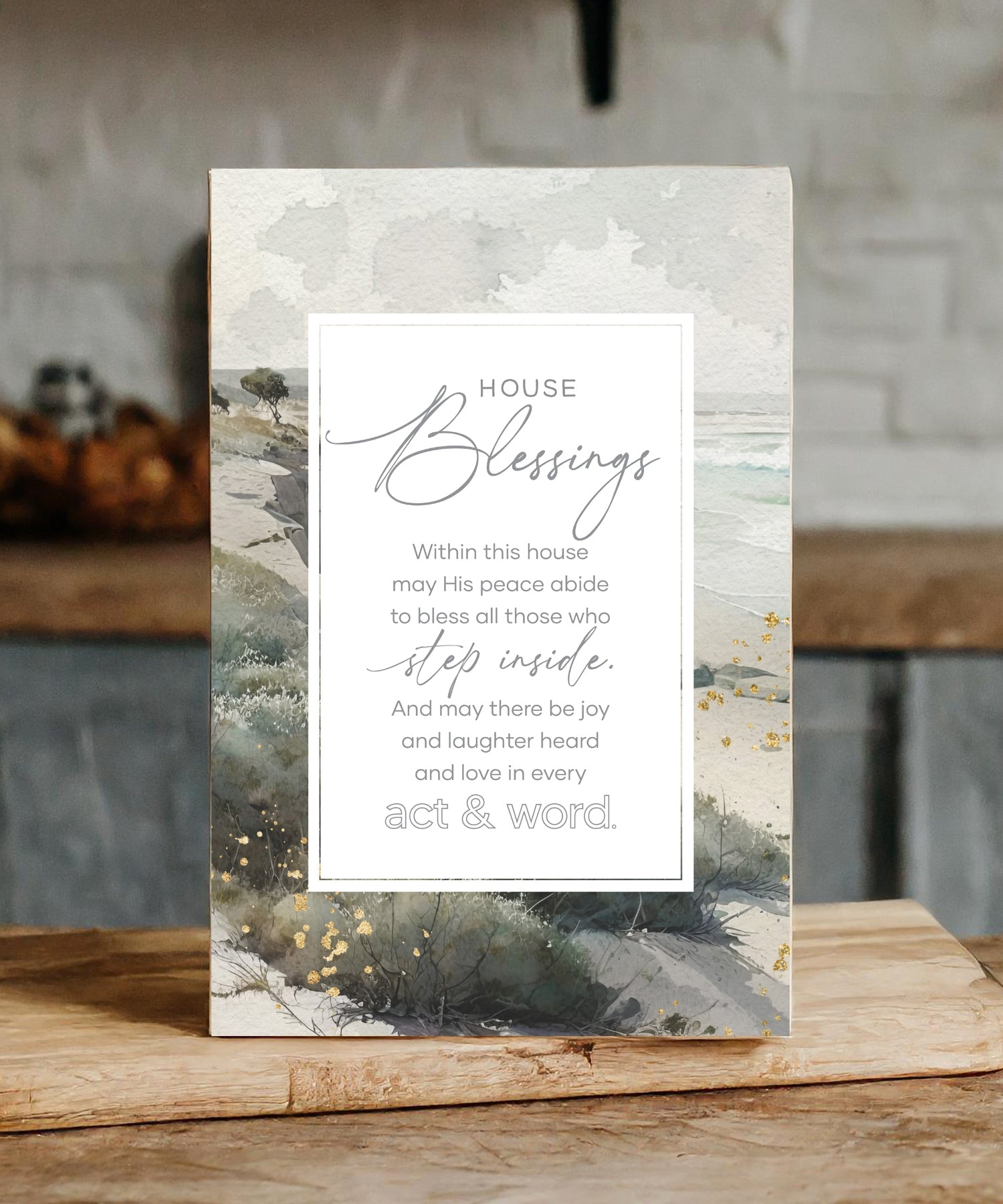 House Blessings 6x9 MDF Plaque with modern design, silver edge, and inspirational verse