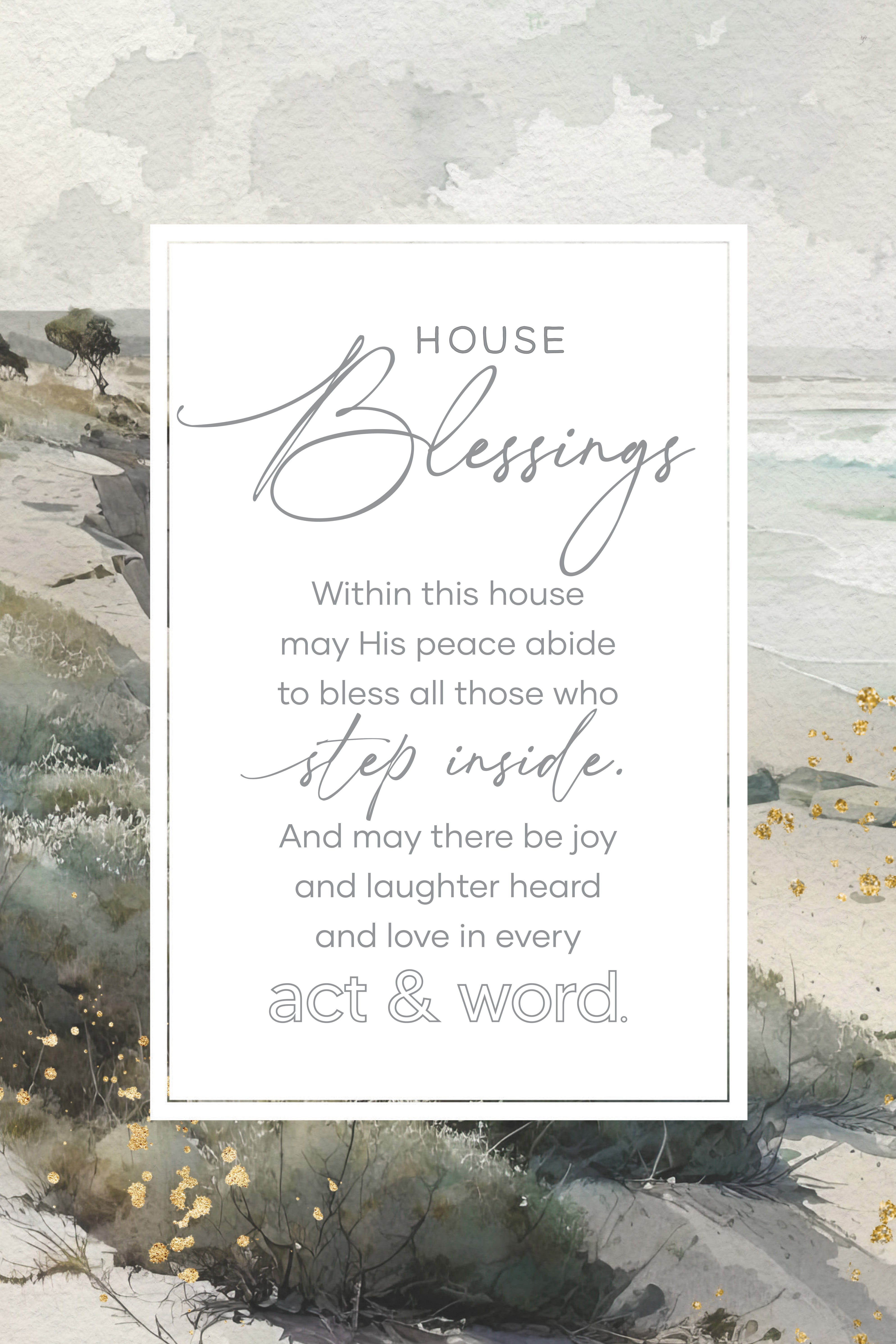 House Blessings 6x9 MDF Plaque with modern design, silver edge, and inspirational verse