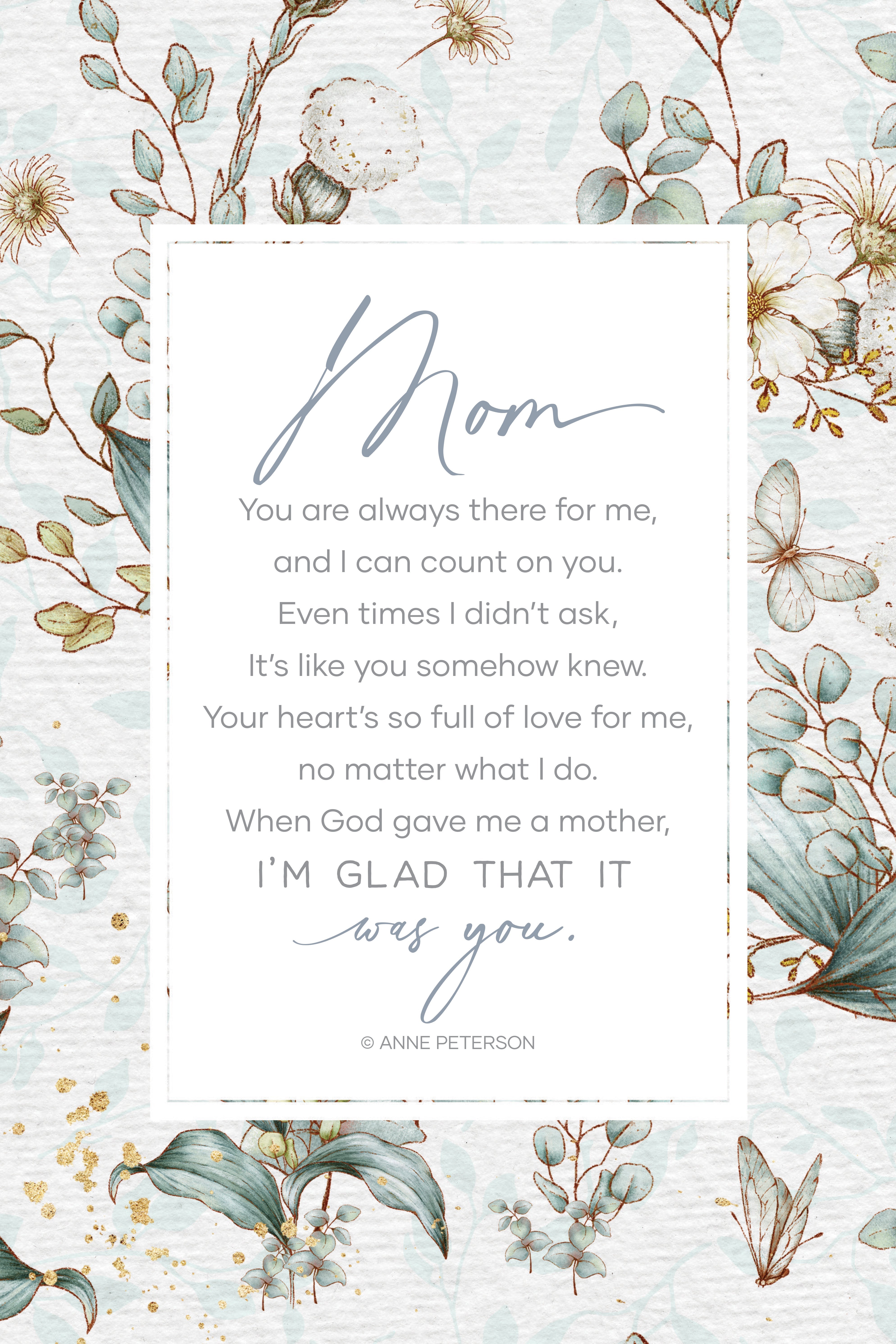 Mom 6x9 MDF Plaque with modern design, silver edge, and inspirational verse
