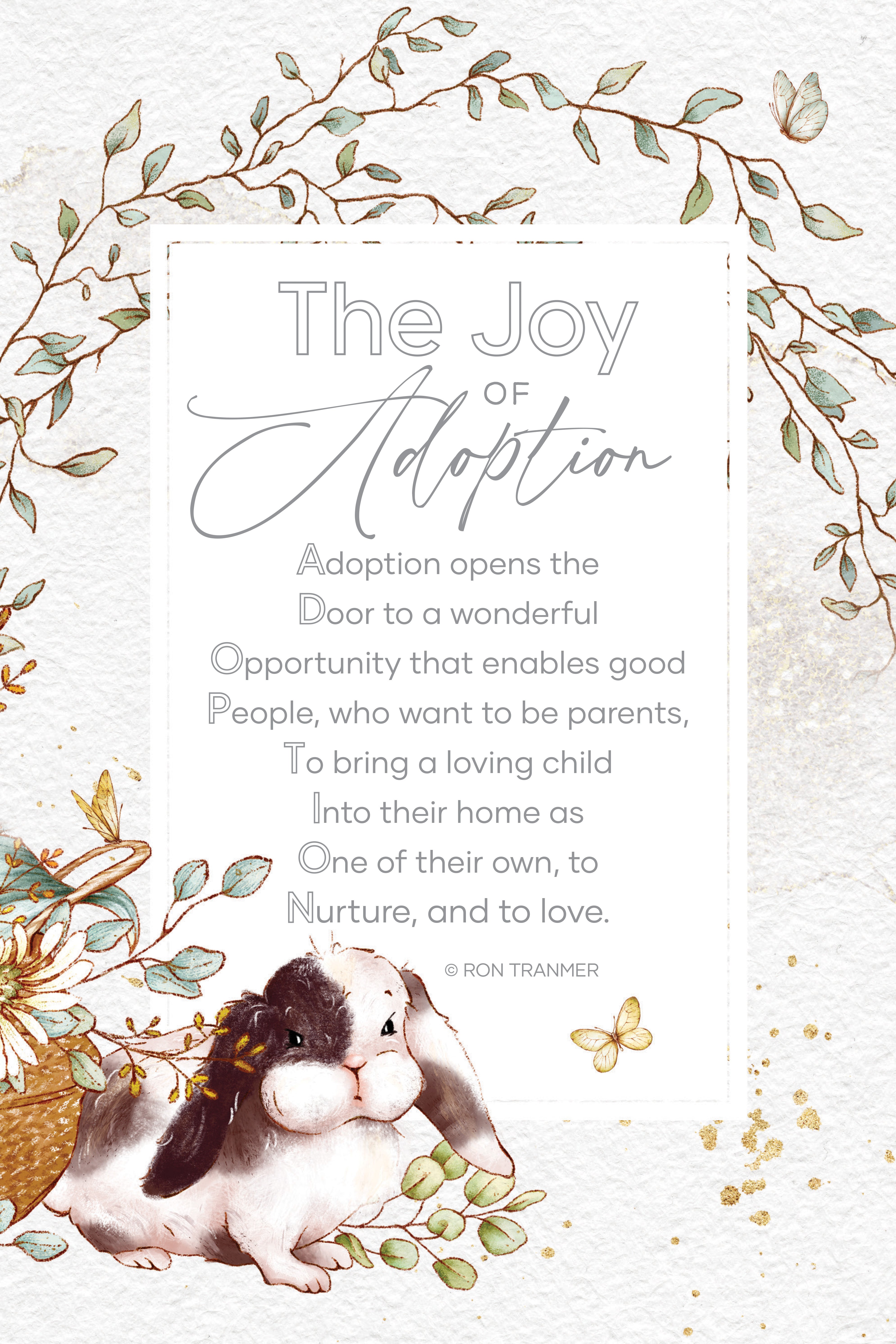 The Joy of Adoption 6x9 MDF Plaque with modern design, silver edge, and inspirational verse
