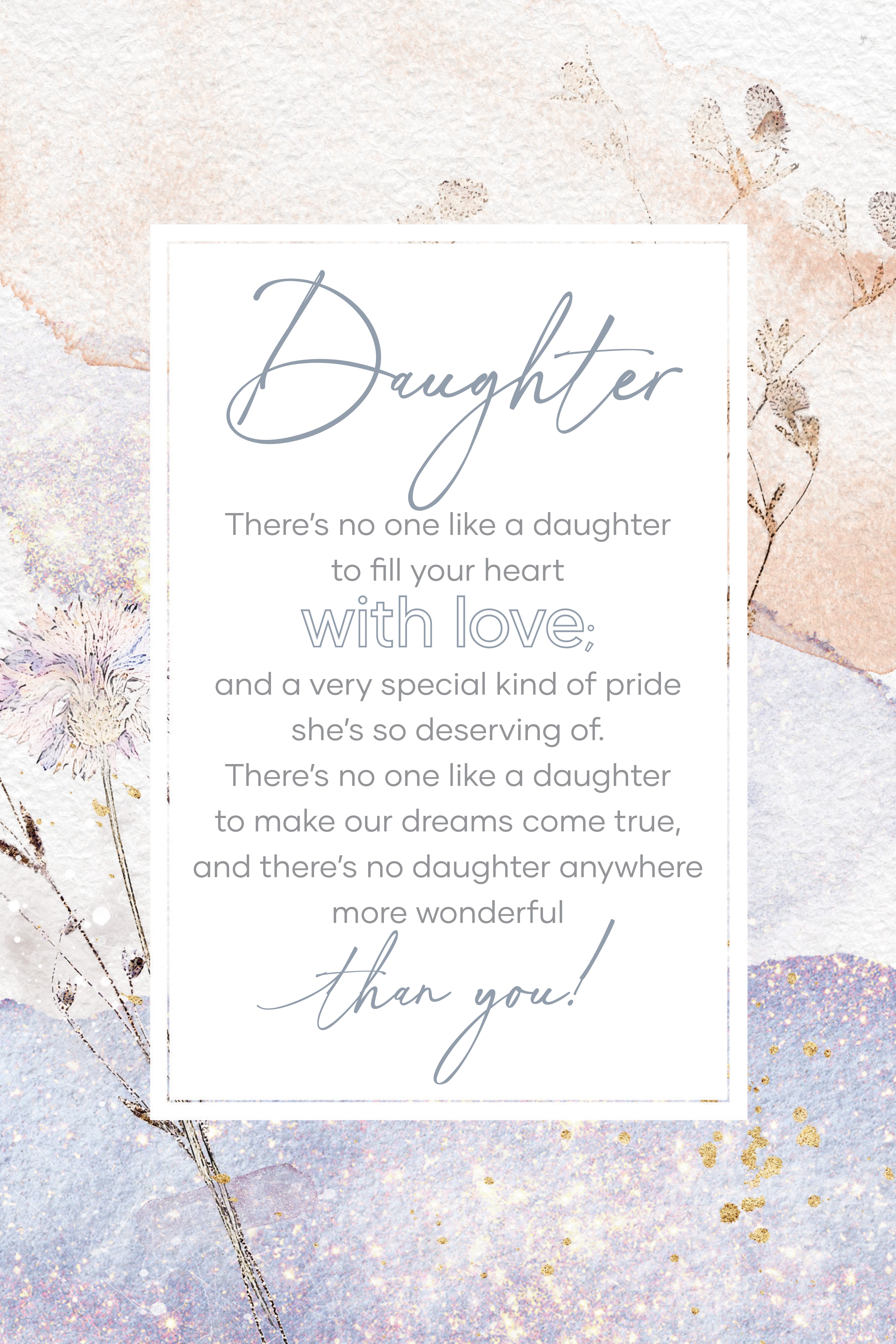 Daughter 6x9 MDF Plaque with modern design, silver edge, and inspirational verse