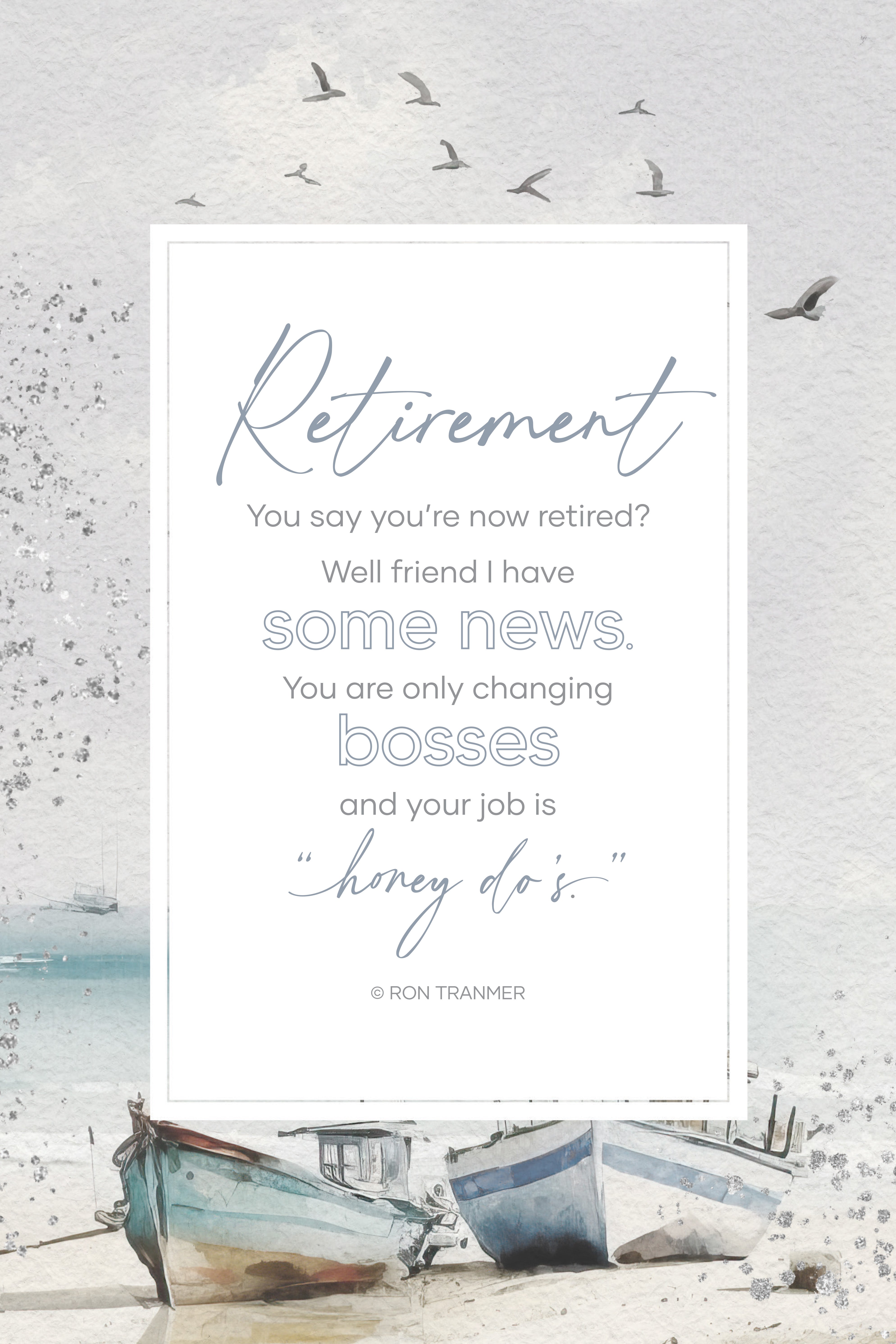 Rules for Retirement 6x9 MDF Plaque with modern design, silver edge, and inspirational verse
