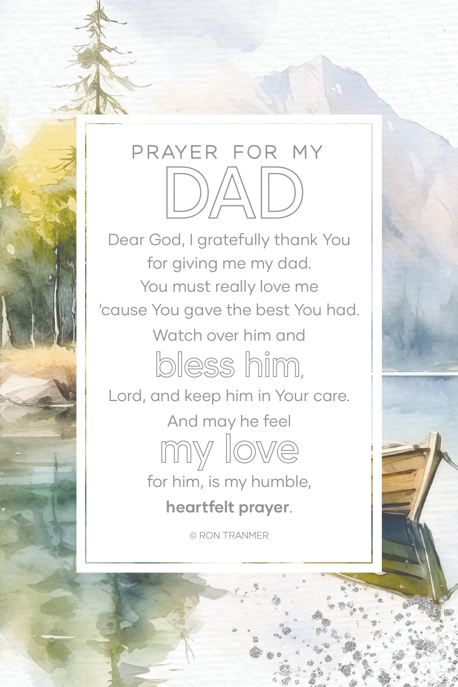 Prayer for My Dad 6x9 MDF Plaque with modern design, silver edge, and inspirational verse