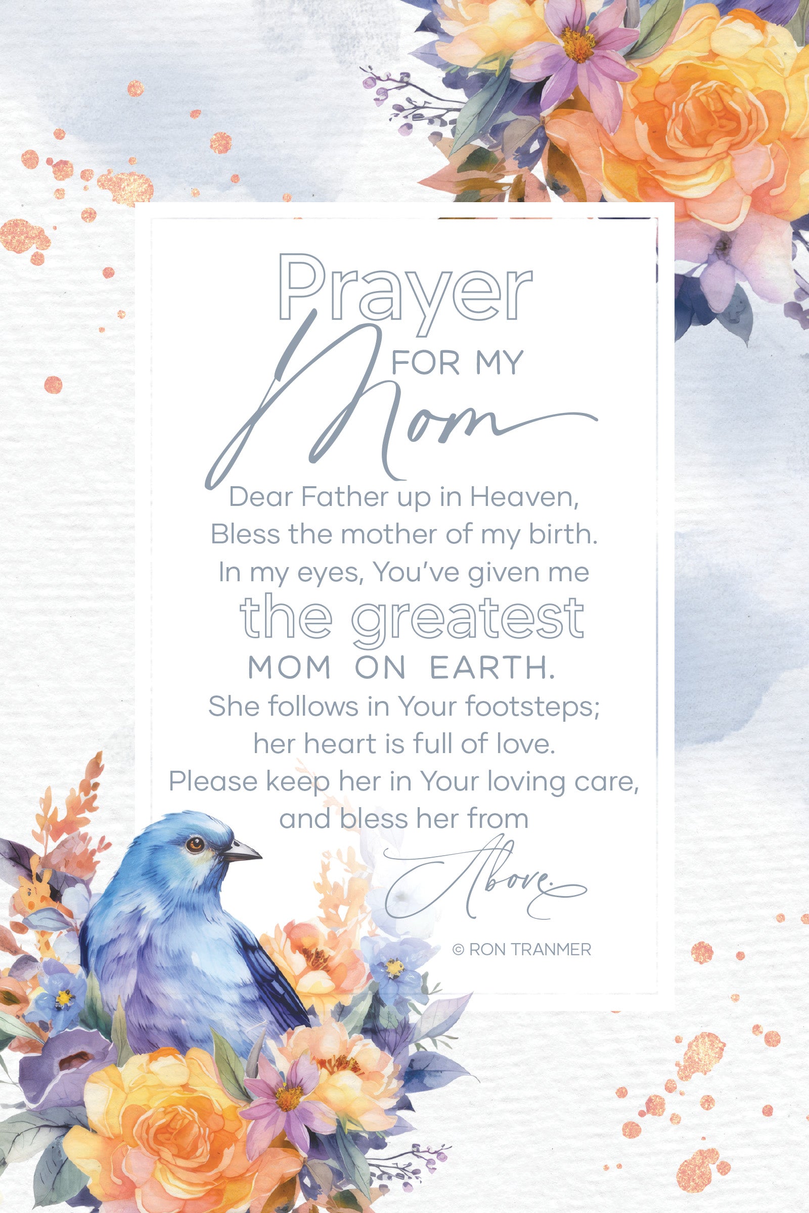 Prayer for My Mom 6x9 MDF Plaque with modern design, silver edge, and inspirational verse