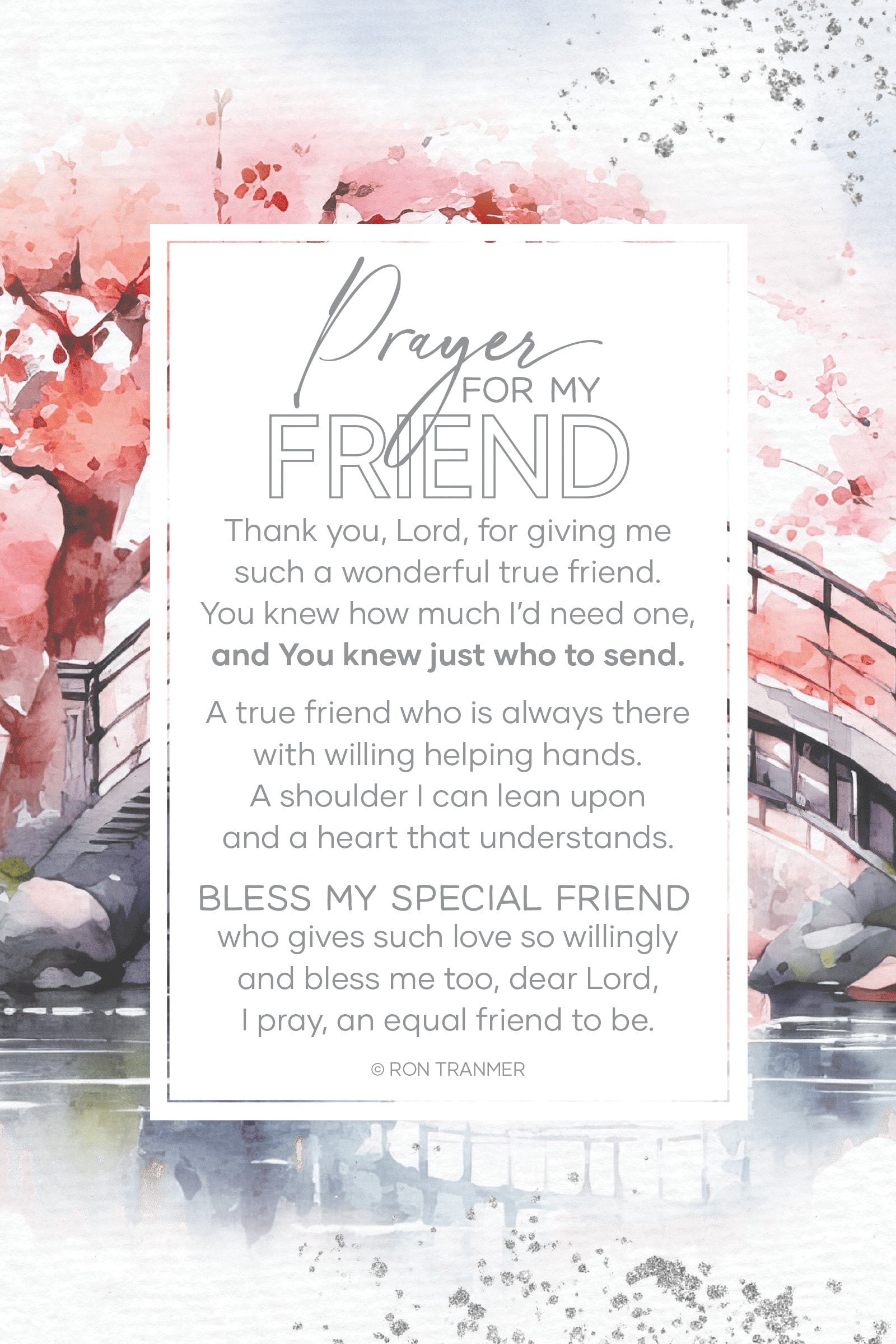 Prayer for My Friend 6x9 MDF Plaque with modern design, silver edge, and inspirational verse