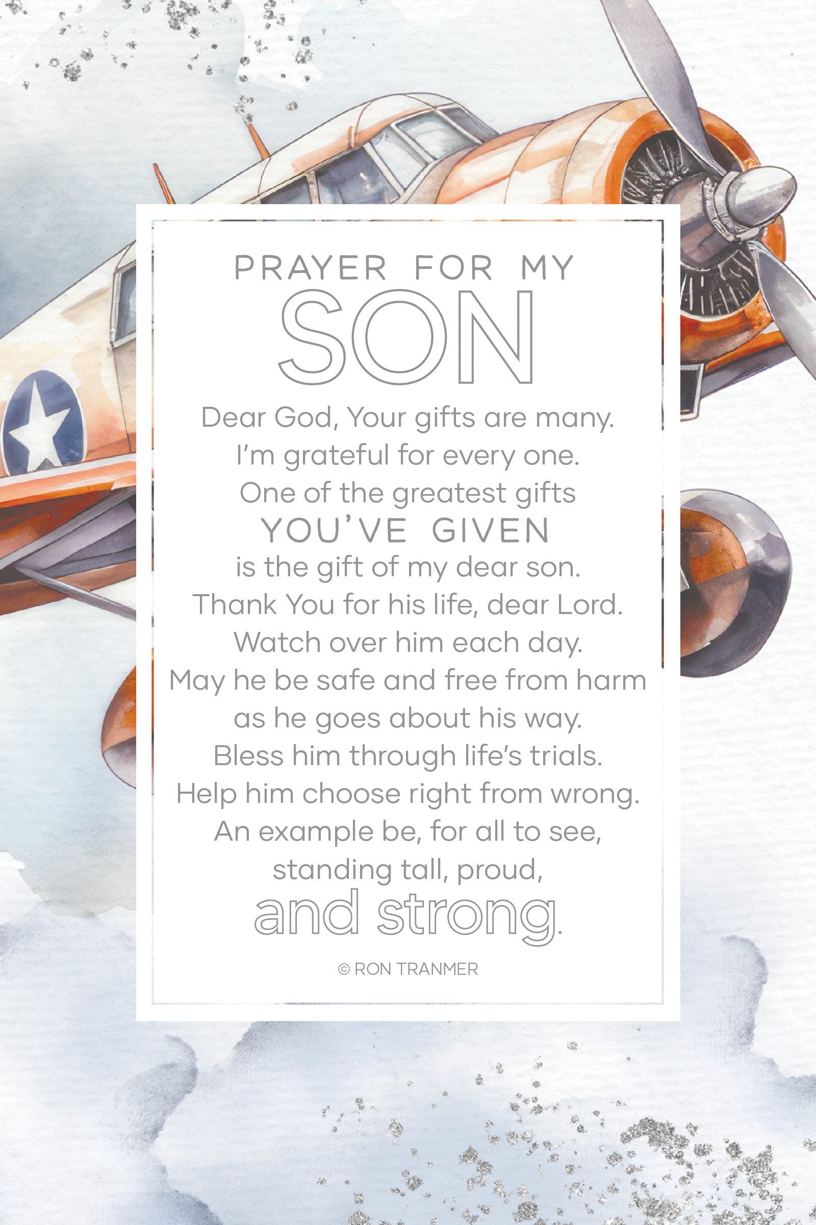 Prayer for My Son 6x9 MDF Plaque with modern design, silver edge, and inspirational verse