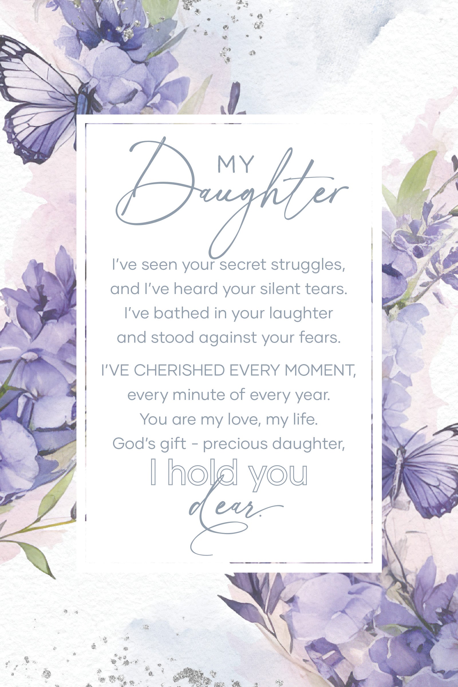 My Daughter 6x9 MDF Plaque with modern design, silver edge, and inspirational verse
