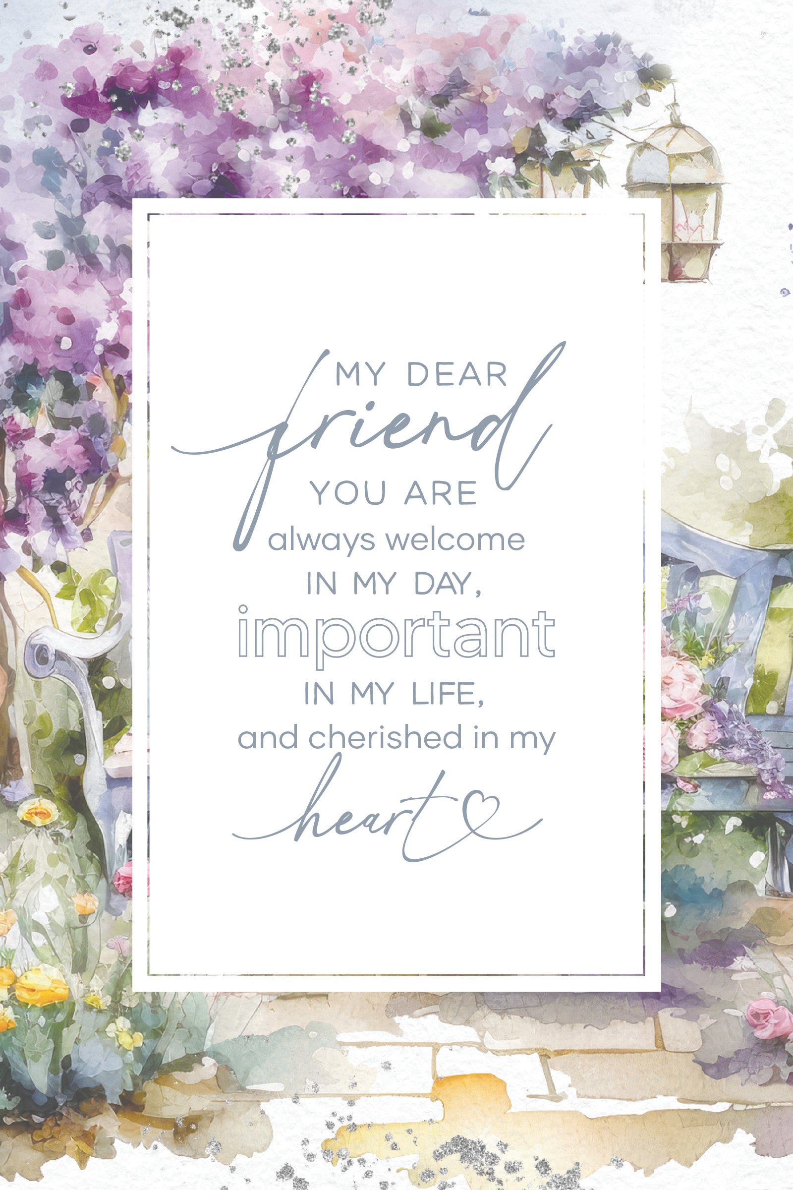 My Dear Friend 6x9 MDF Plaque with modern design, silver edge, and inspirational verse