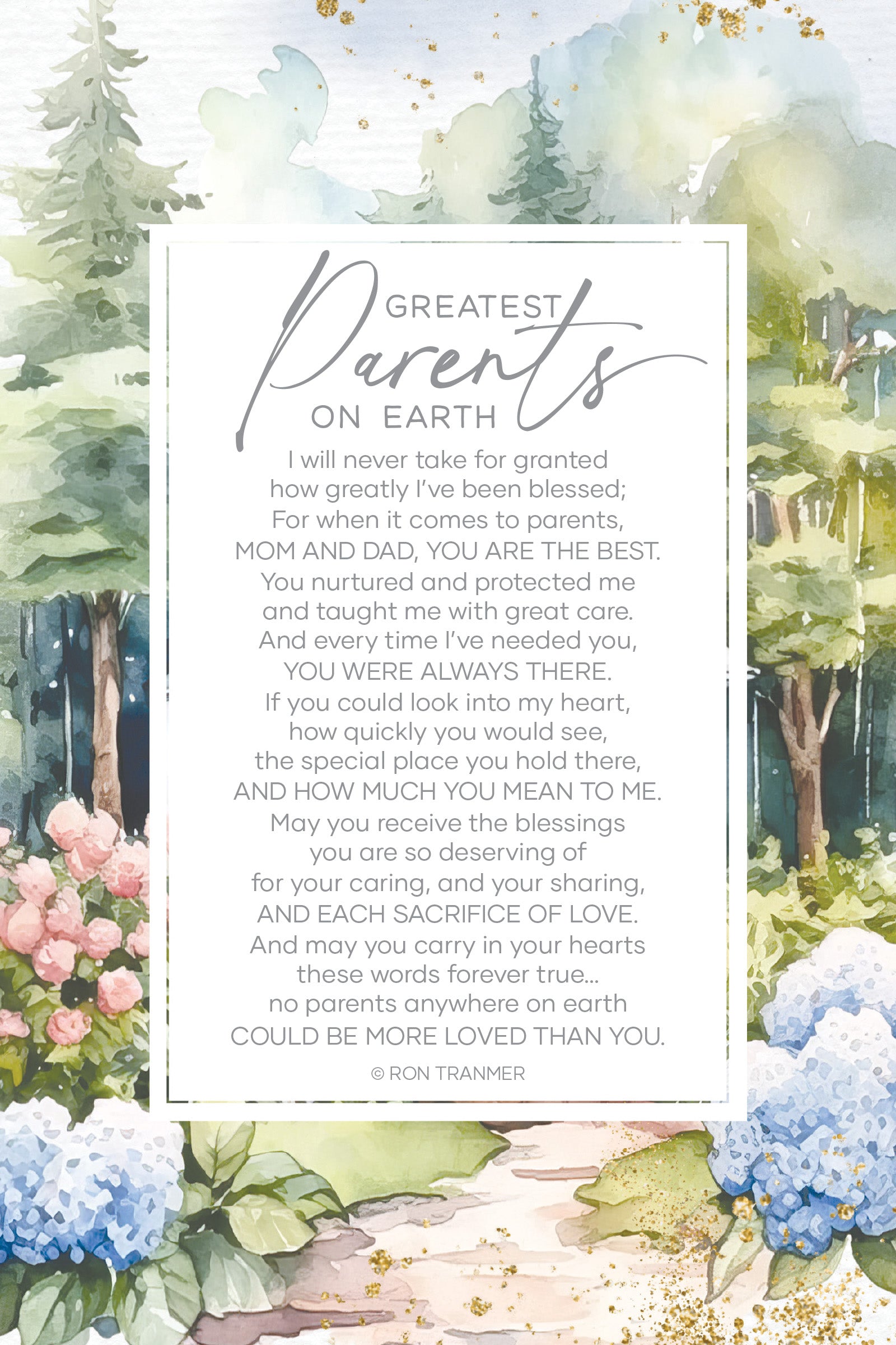 Greatest Parents on Earth 6x9 MDF Plaque with modern design, silver edge, and inspirational verse
