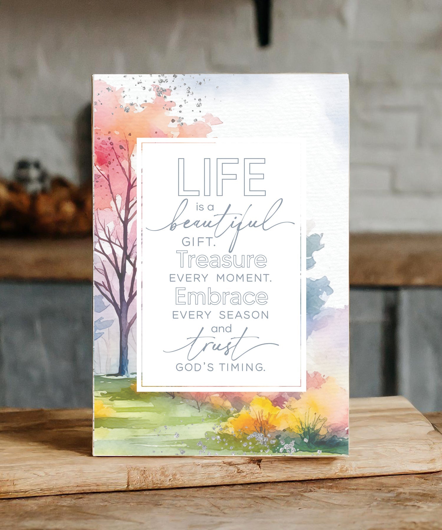 Life Is a Beautiful 6x9 MDF Plaque with modern design, silver edge, and inspirational verse