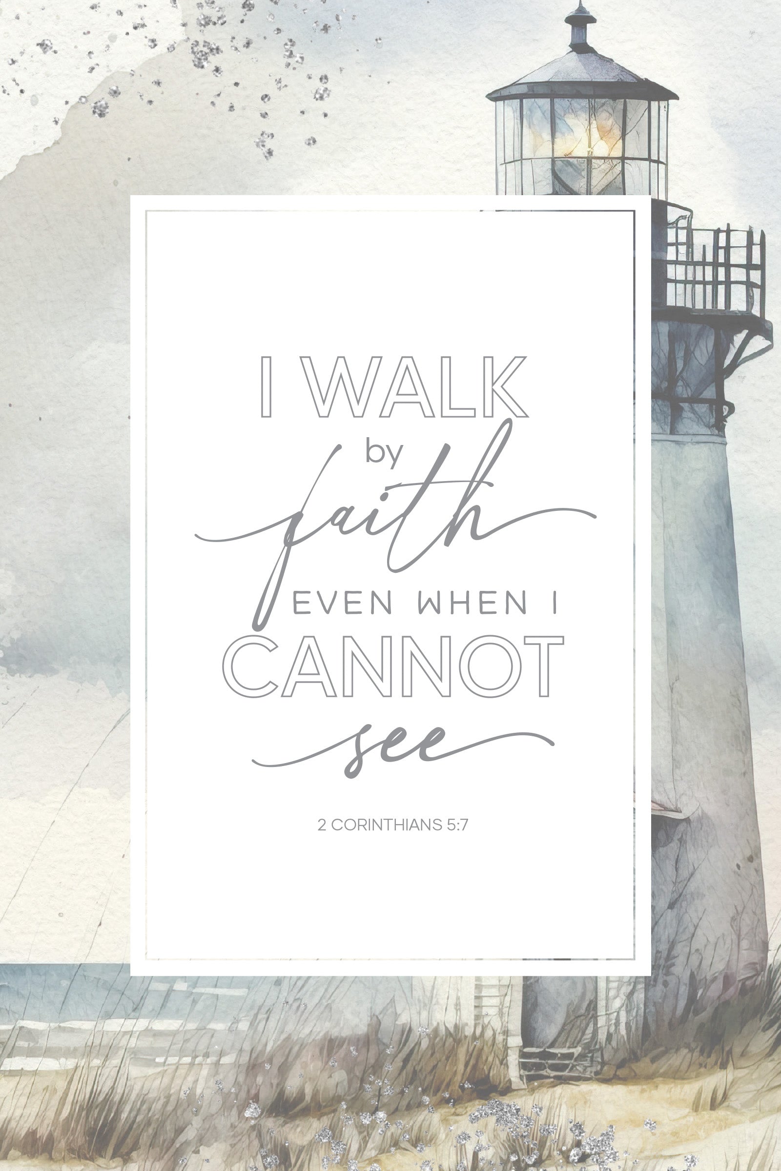 I Walk by Faith 6x9 MDF Plaque with modern design, silver edge, and inspirational verse