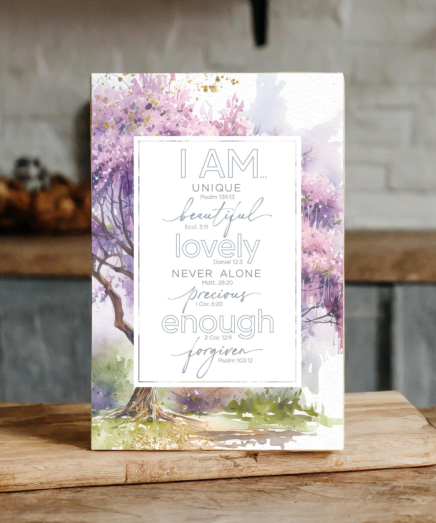 I Am 6x9 MDF Plaque with modern design, silver edge, and inspirational verse