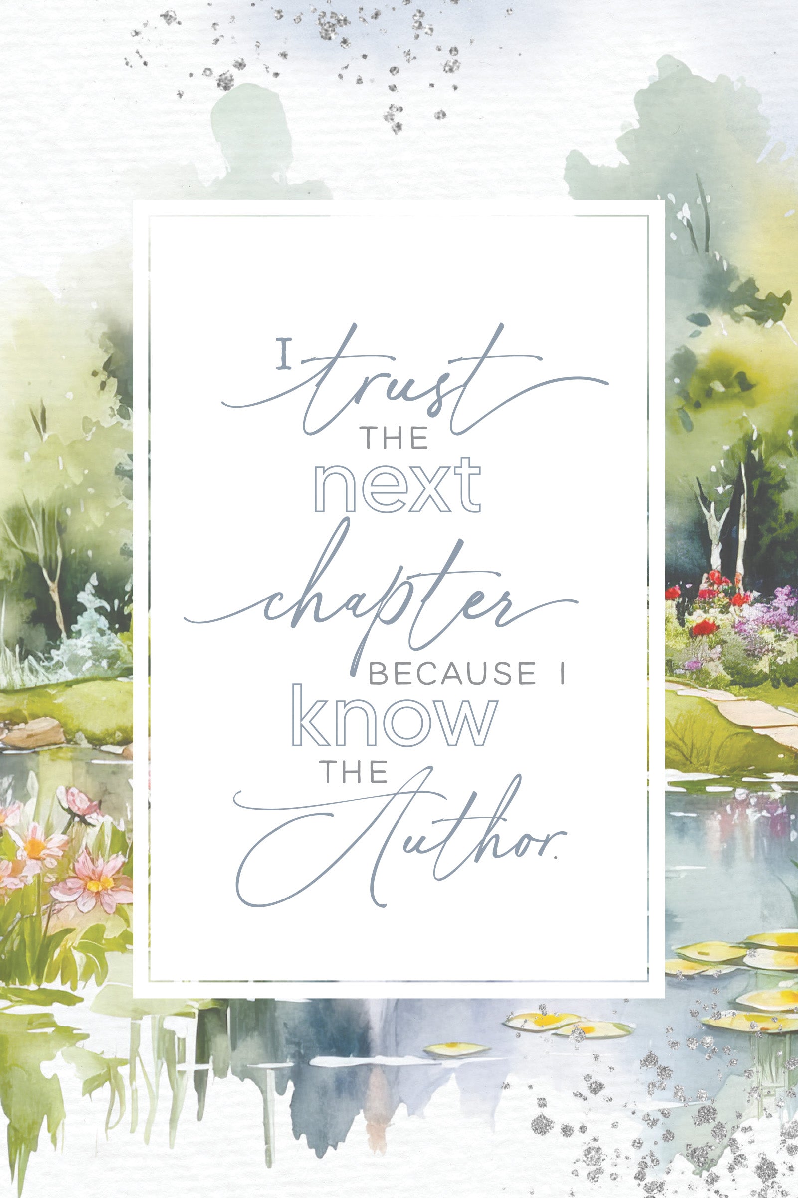 I Trust the Next Chapter 6x9 MDF Plaque with modern design, silver edge, and inspirational verse