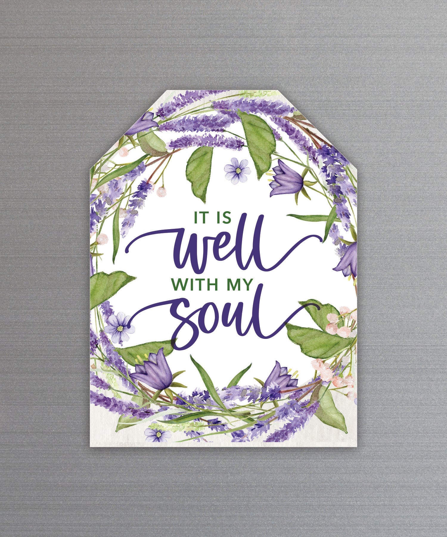 Full-color It Is Well Magnet with inspirational verse and vibrant imagery featuring a strong magnetic backing.