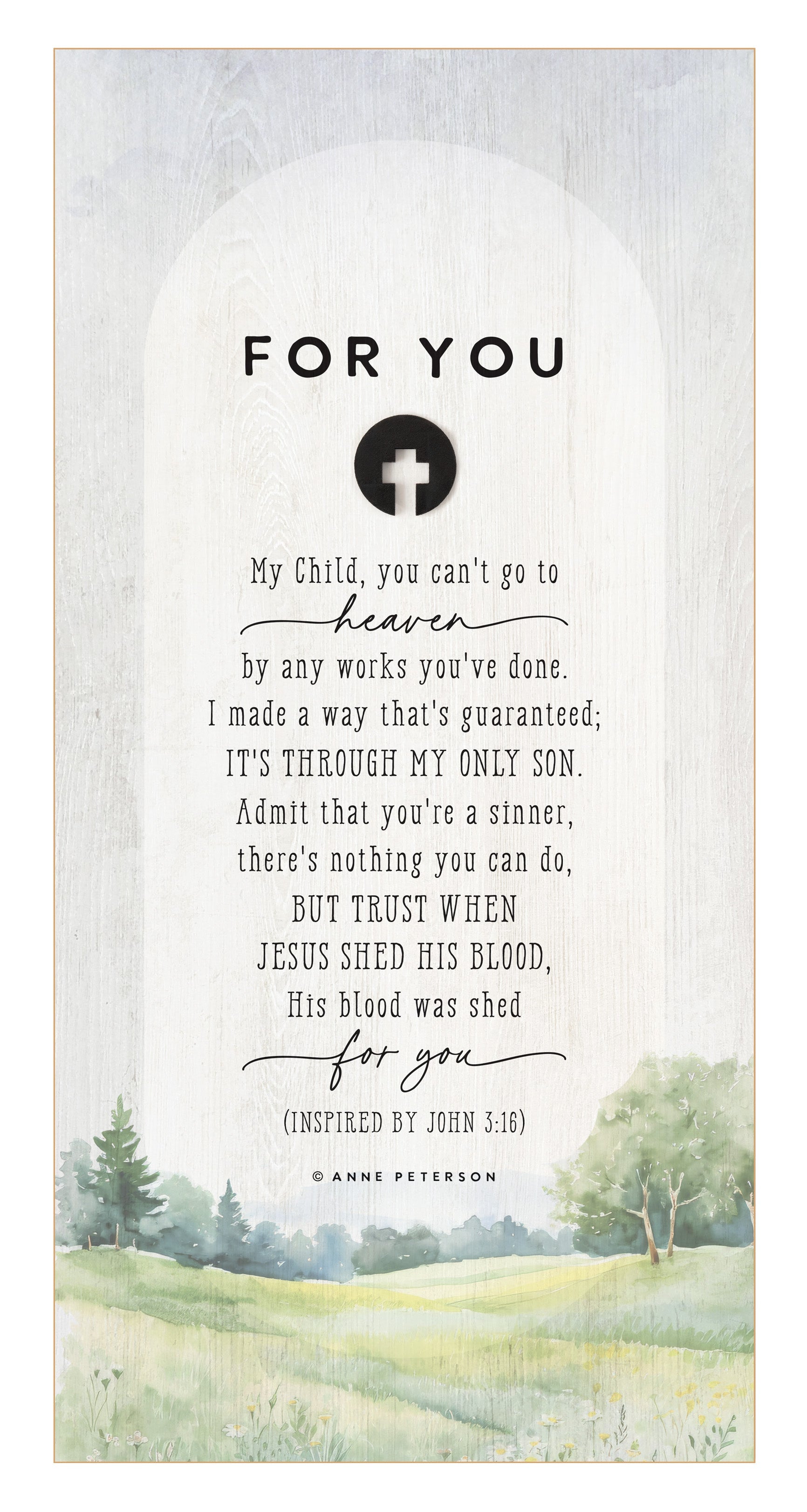 For You 6x13 MDF Statement Board with neutral-toned artwork, natural edge, farmhouse-style design, and a laser-cut black wood emblem accent under the title featuring an inspirational quote.