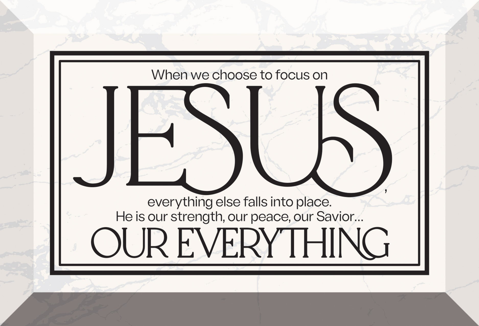 Focus On Jesus 6x4 Glass Plaque with Marble Look – Inspirational Verse Home Décor