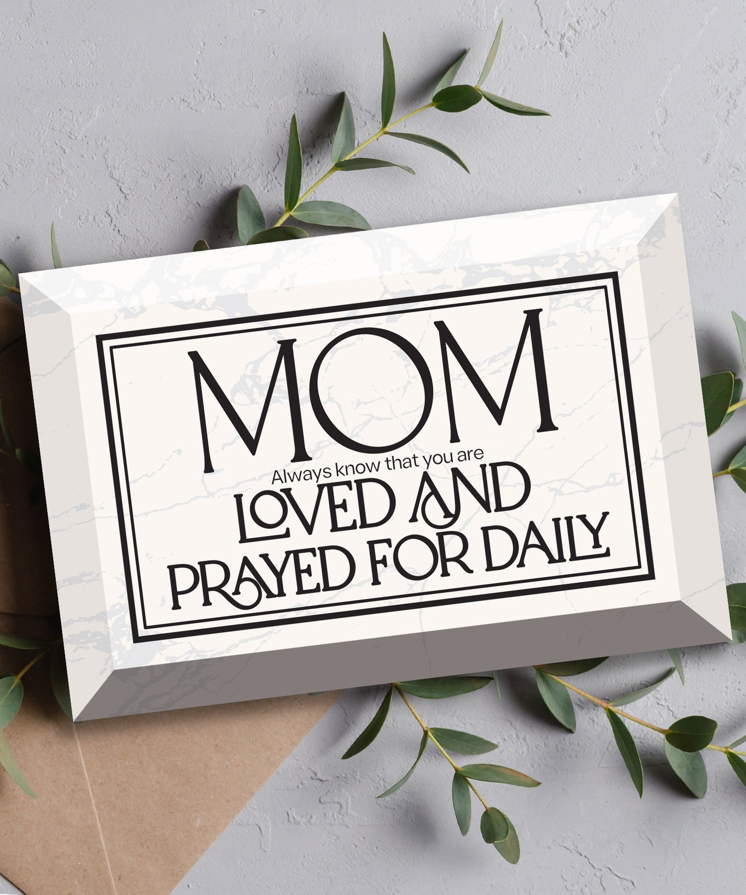 Mom Always Know 6x4 glass plaque with inspirational message and beveled glass design