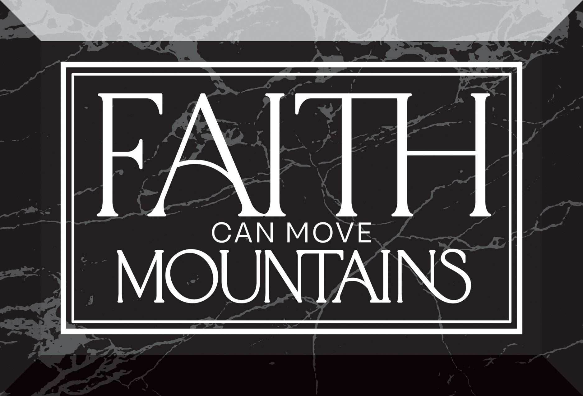 Faith Can Move Mountains 6x4 Glass Plaque with Marble Look – Inspirational Verse Home Décor