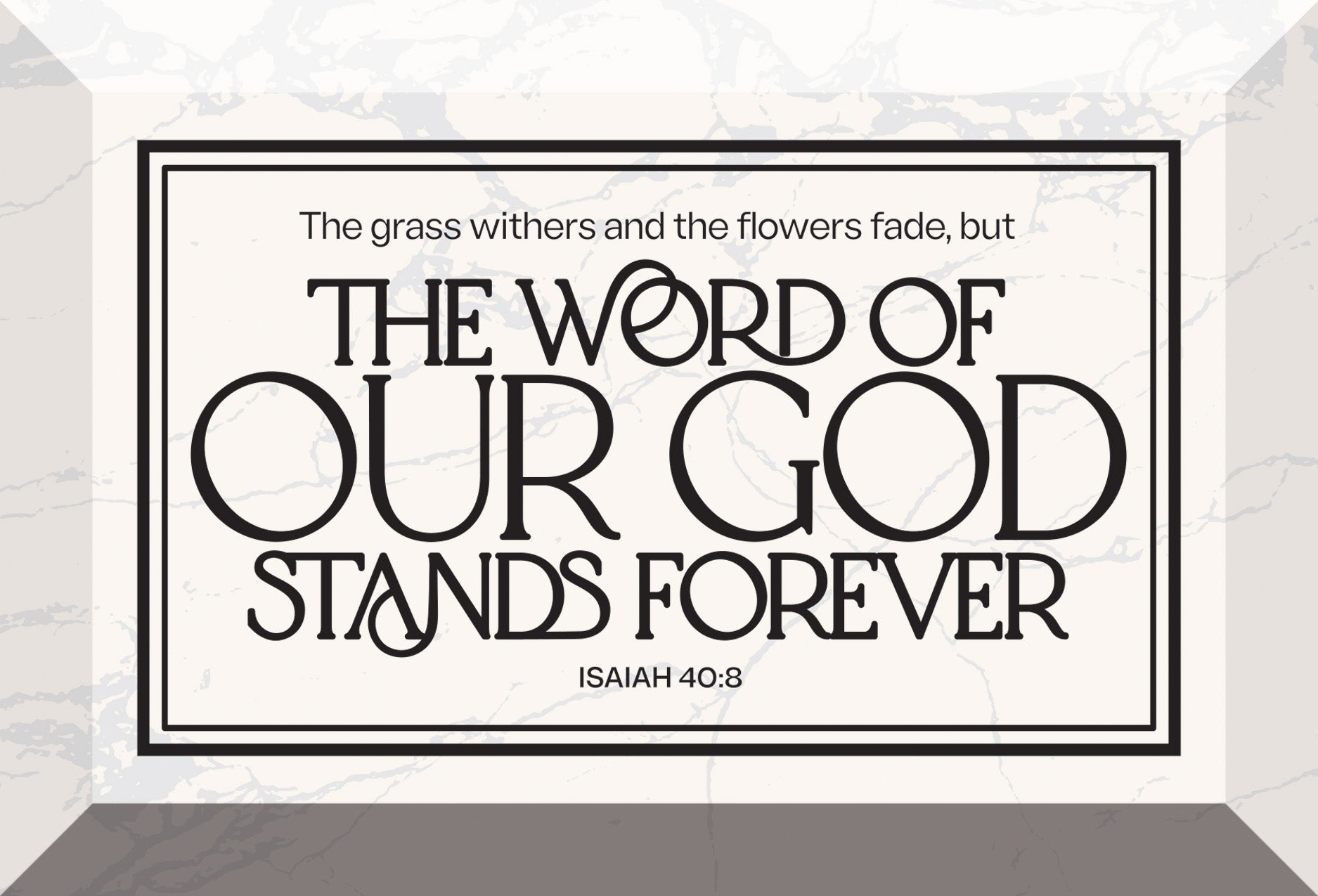 The Word of Our God Stands Forever 6x4 Glass Plaque with Marble Look – Inspirational Verse Home Décor