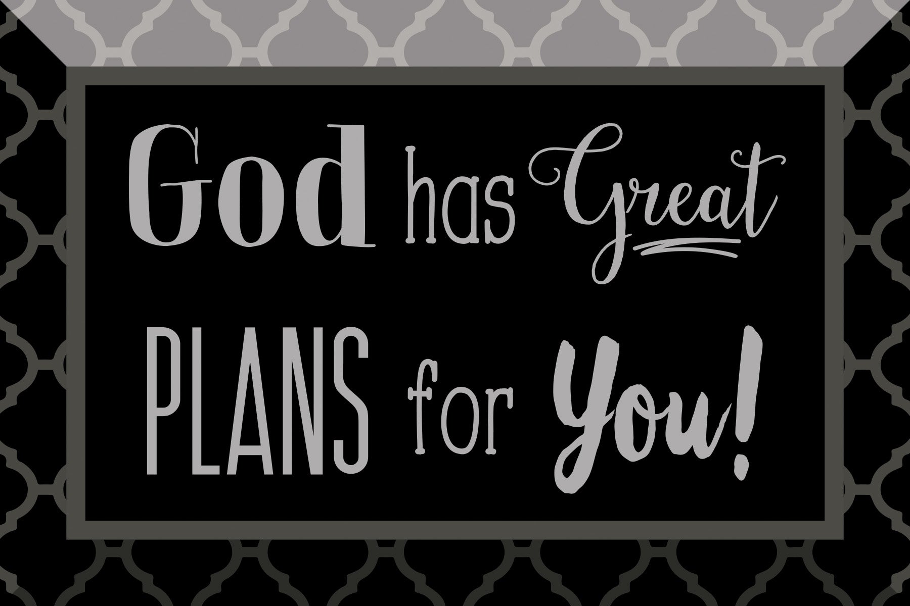 God Has Great Plans Glass Plaque, which has smooth beveled edges and a screen-printed design, is perfect for display on a shelf.